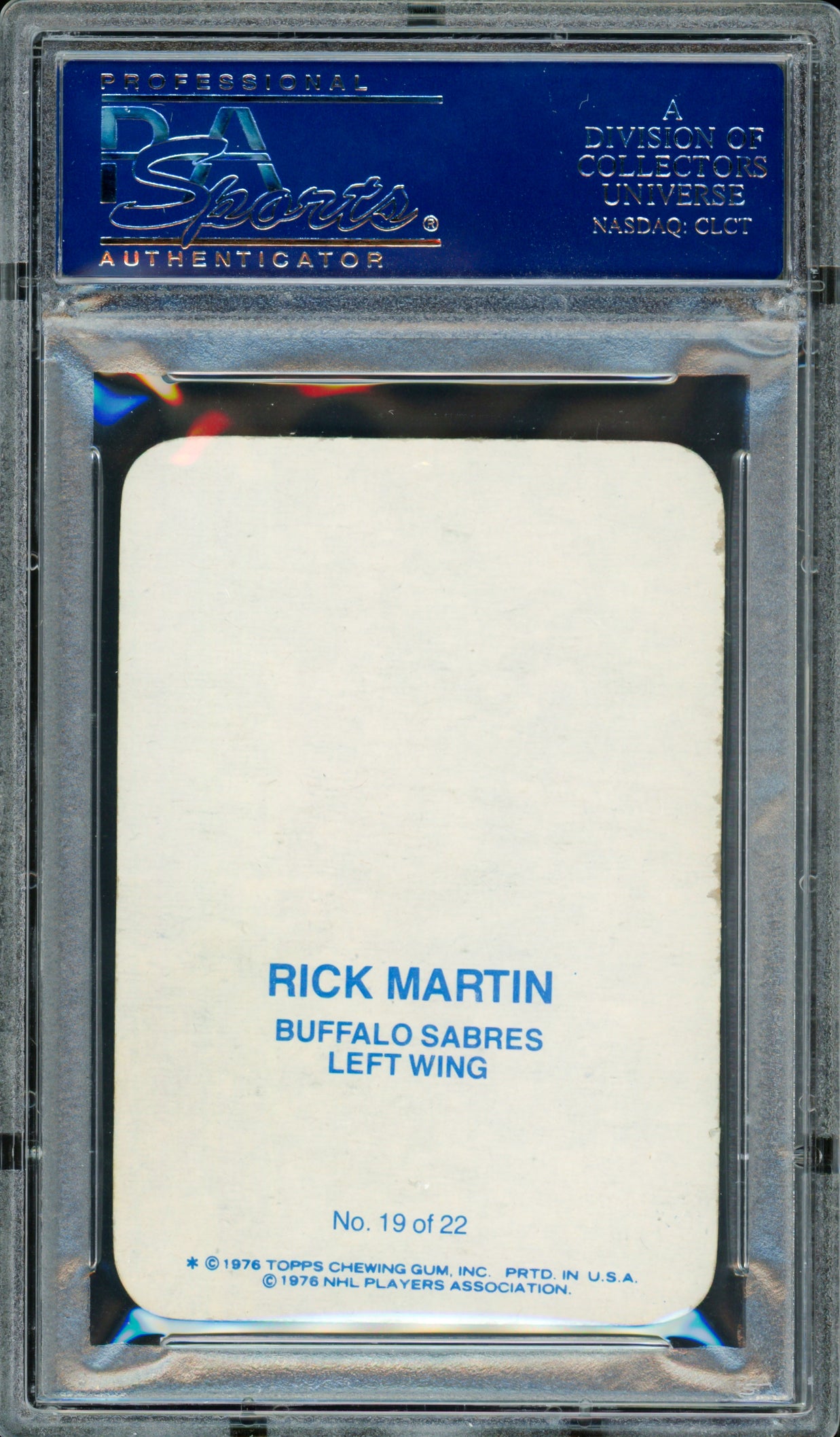 Rick Martin Autographed 1976-77 Topps Glossy Card #19 Buffalo Sabres PSA/DNA #83468950