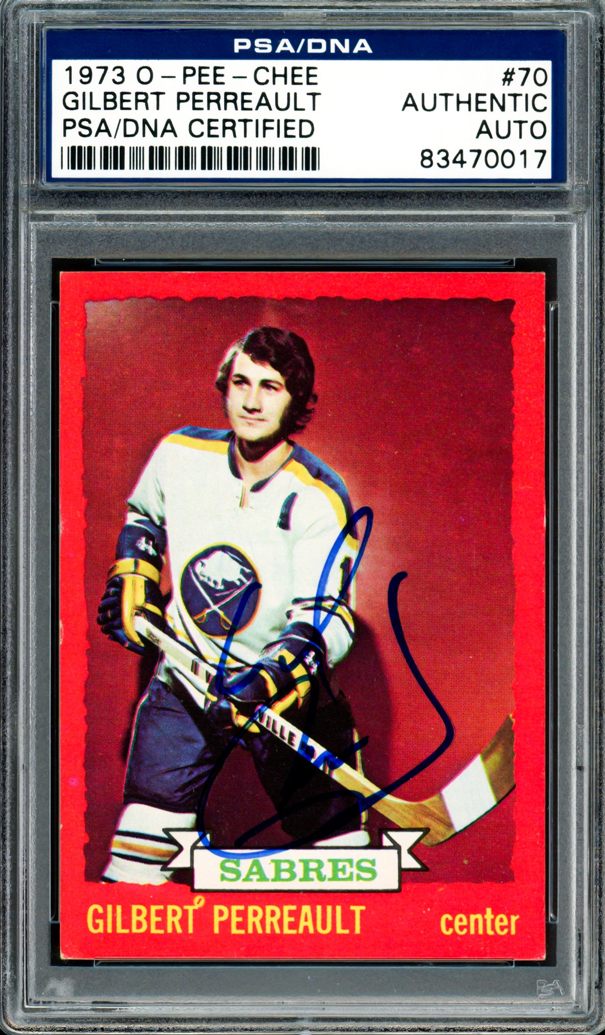 Gil Gilbert Perreault Autographed 1973-74 O-Pee-Chee Card #70 Buffalo Sabres PSA/DNA #83470017