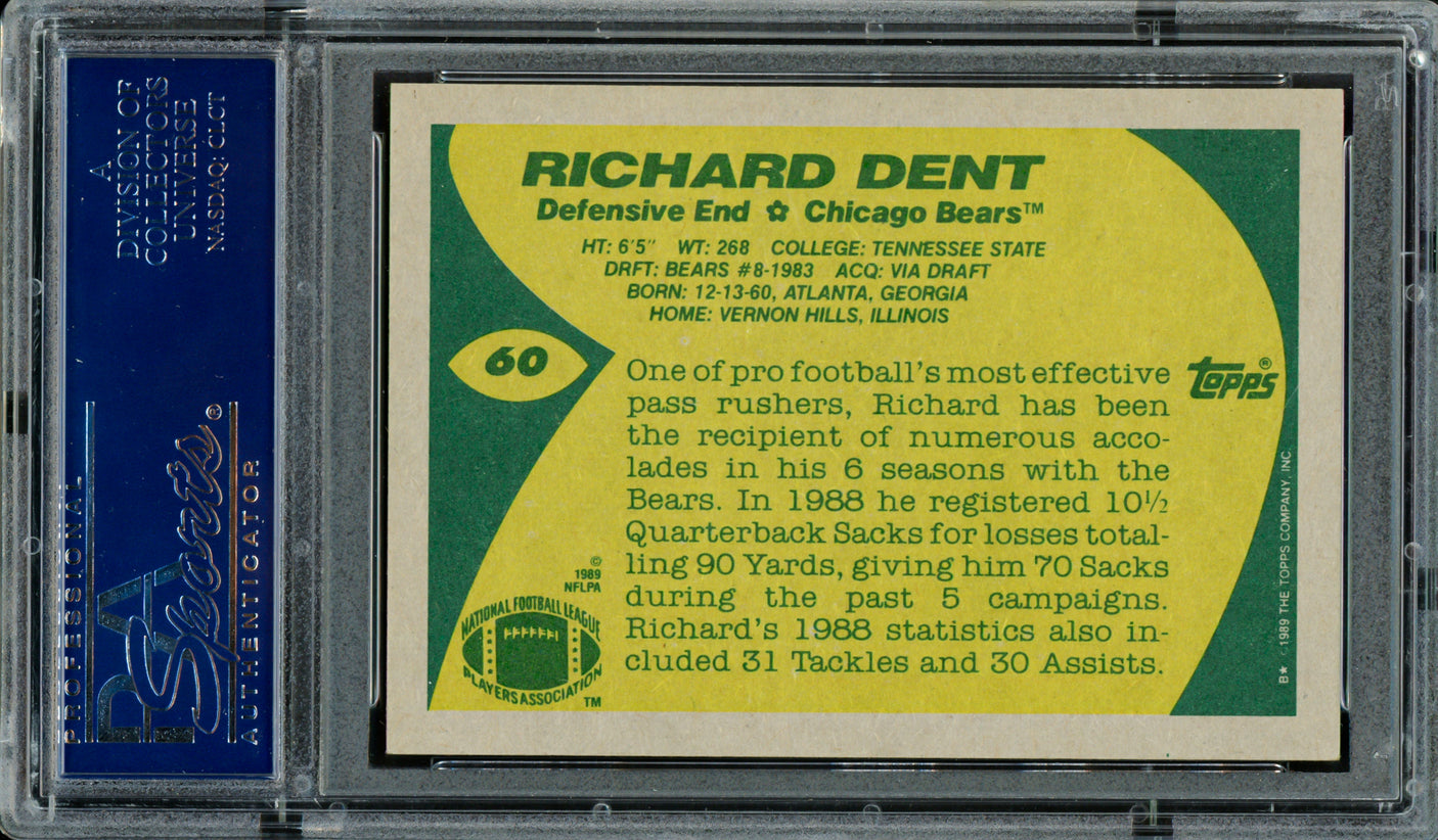 Richard Dent Autographed 1989 Topps Card #60 Chicago Bears PSA/DNA #83466813