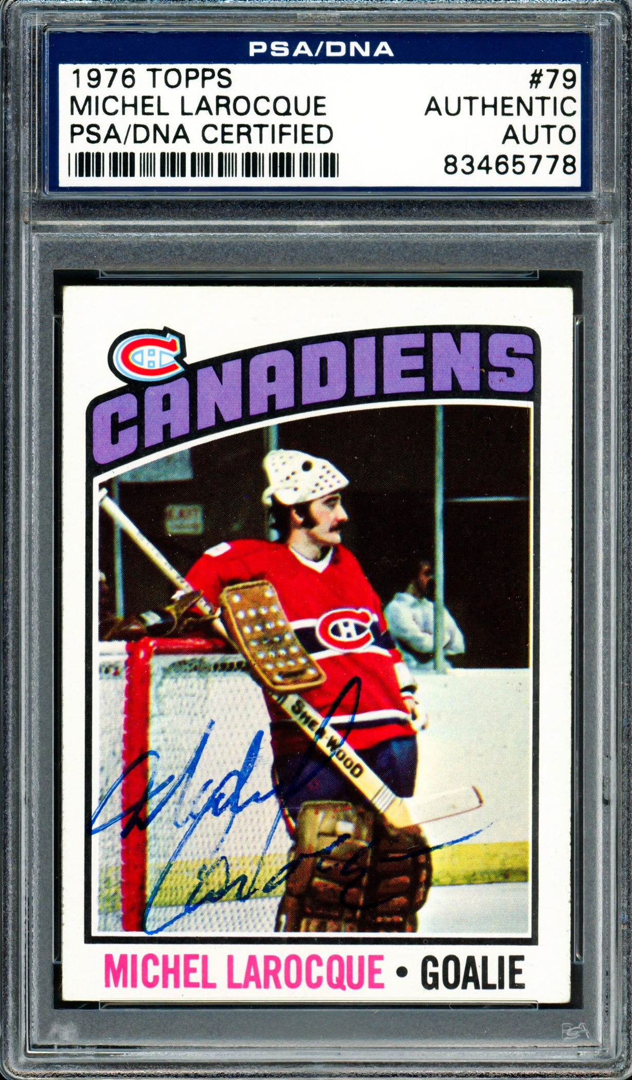 Michel Bunny Larocque Autographed 1976-77 Topps Card #79 Montreal Canadiens PSA/DNA #83465778
