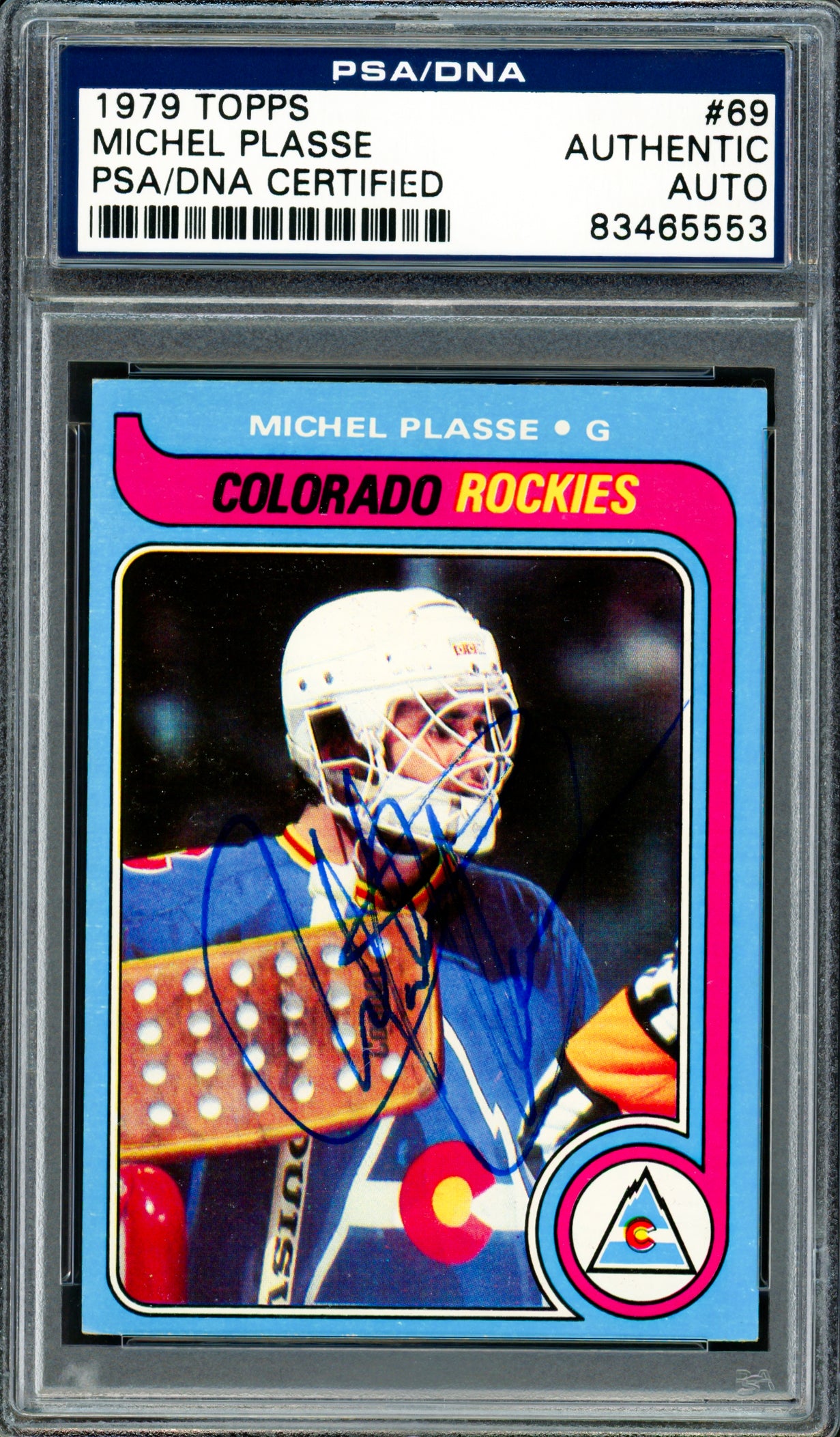 Michel Plasse Autographed 1979-80 Topps Card #69 Colorado Rockies PSA/DNA #83465553