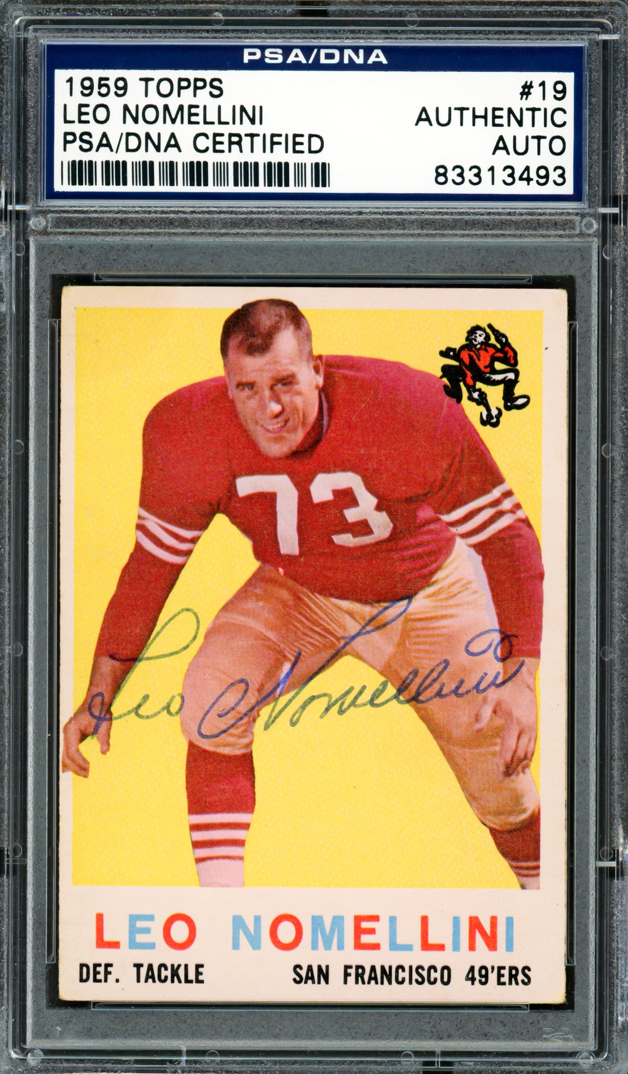 Leo Nomellini Autographed 1959 Topps Card #19 San Francisco 49ers PSA/DNA #83313493