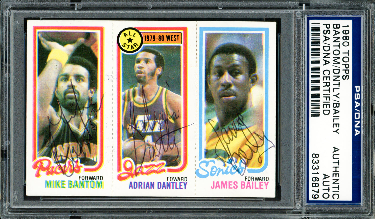 Adrian Dantley, Mike Bantom & James Bailey Autographed 1980-81 Topps Card PSA/DNA #83316879