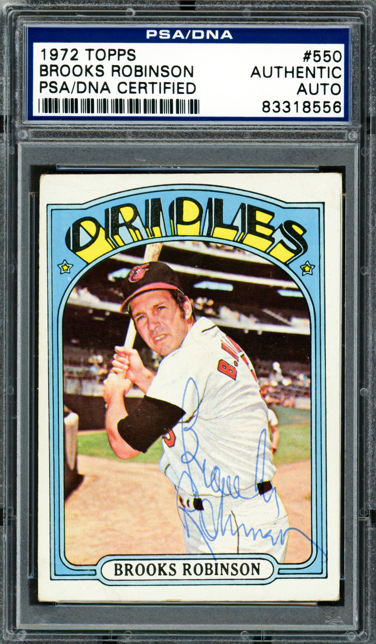 Brooks Robinson Autographed 1972 Topps Card #550 Baltimore Orioles PSA/DNA #83318556