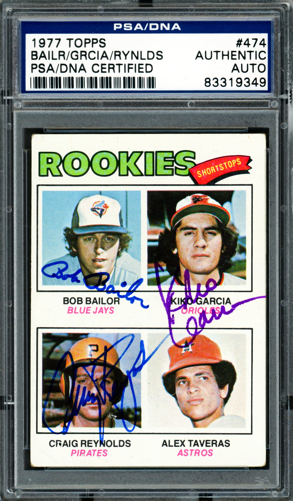 Kiko Garcia, Bob Bailor & Craig Reynolds Autographed 1977 Topps Rookie Card #474 PSA/DNA #83319349