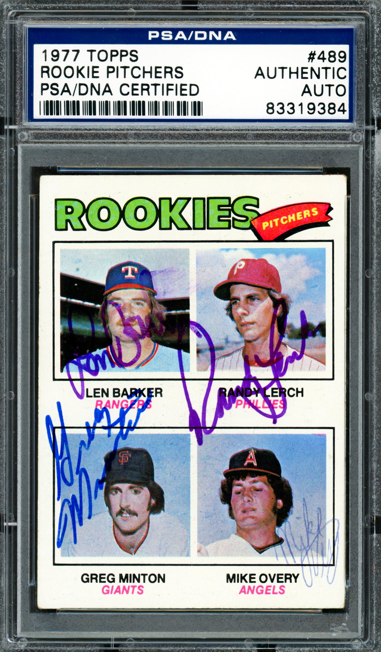 Len Barker, Randy Lerch & Greg Minton Autographed 1977 Topps Rookie Card #489 PSA/DNA #83319384