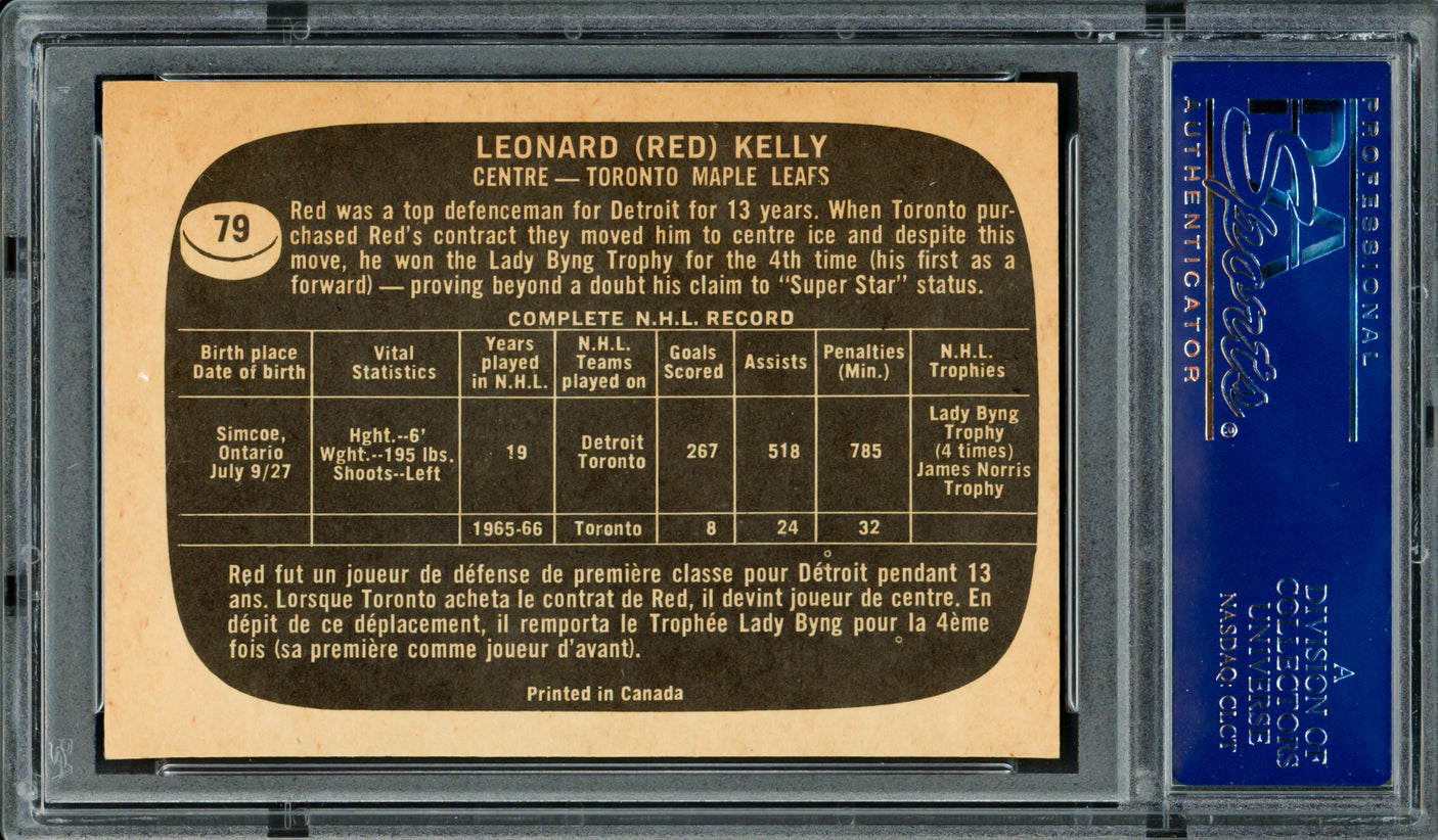 Red Kelly Autographed 1966-67 Topps Card #79 Toronto Maple Leafs PSA/DNA #83462245