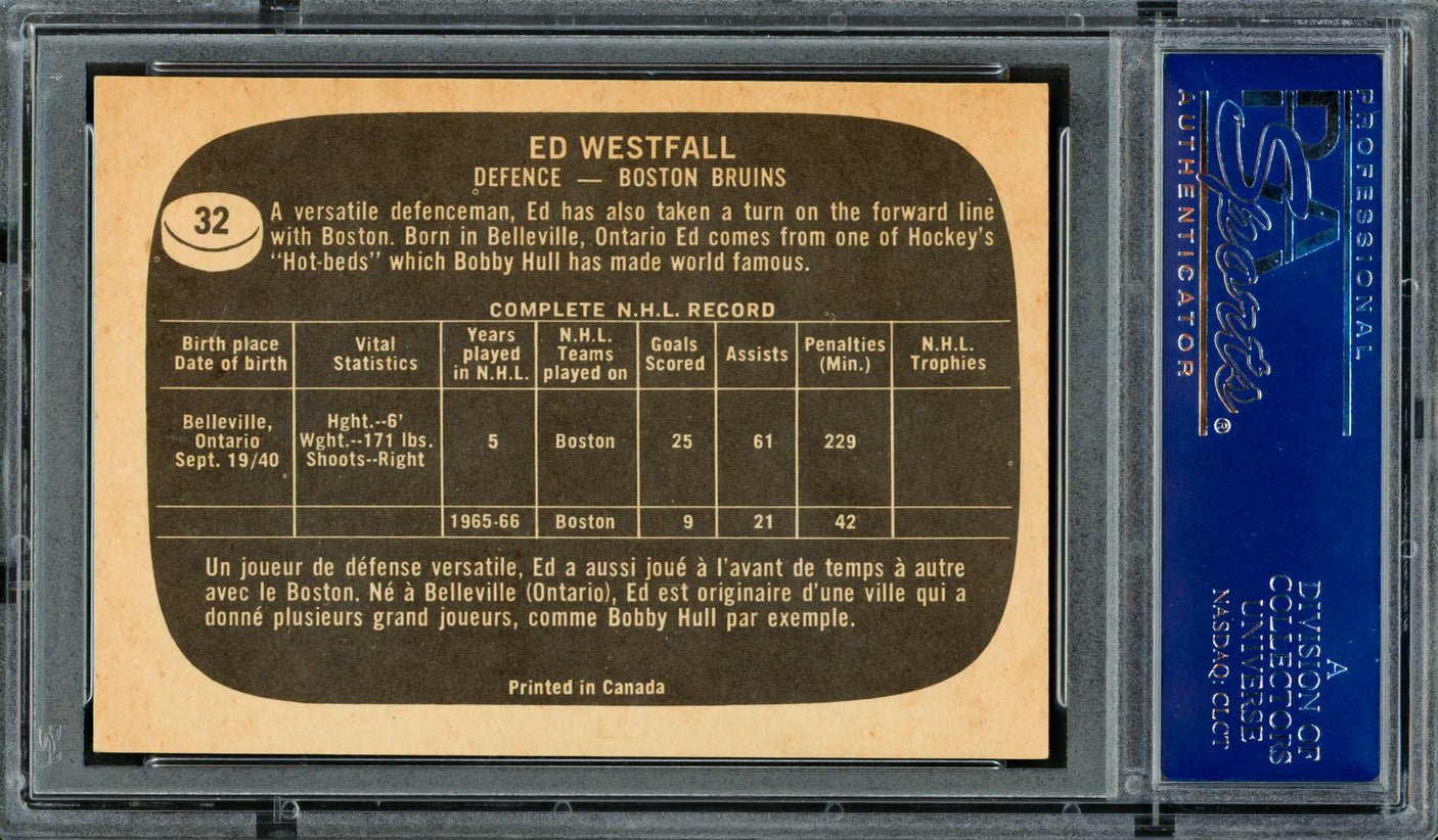 Ed Westfall Autographed 1966-67 Topps Card #32 Boston Bruins PSA/DNA #83462259