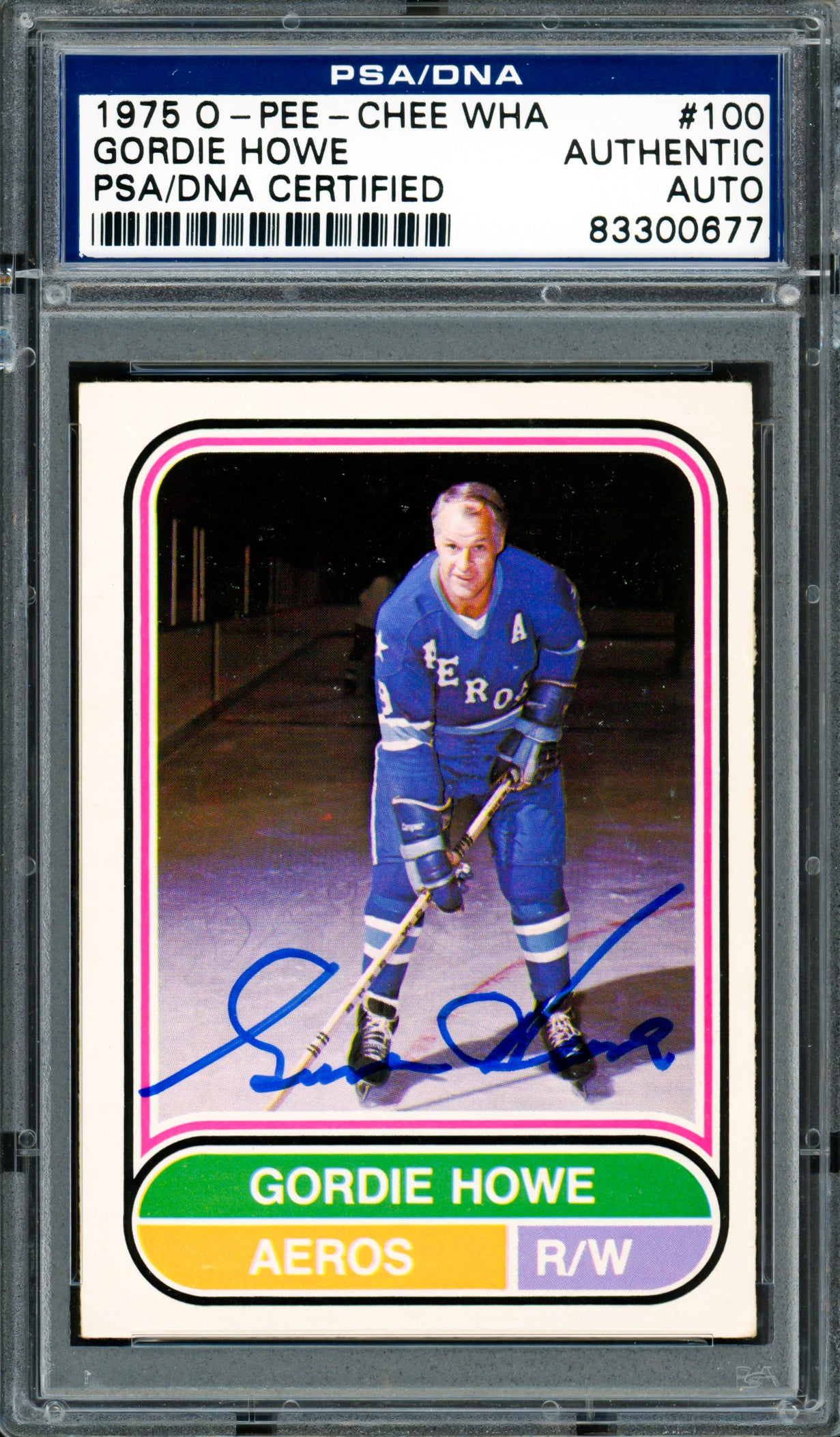 Gordie Howe Autographed 1975-76 O-Pee-Chee WHA Card #100 Houston Aeros PSA/DNA #83300677