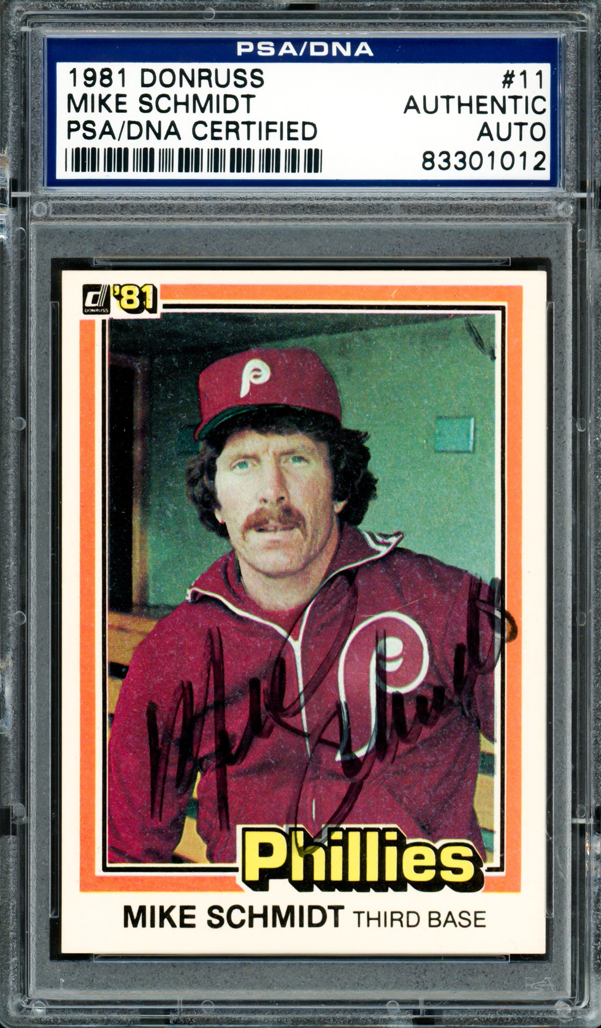 Mike Schmidt Autographed 1981 Donruss Card #11 Philadelphia Phillies PSA/DNA #83301012