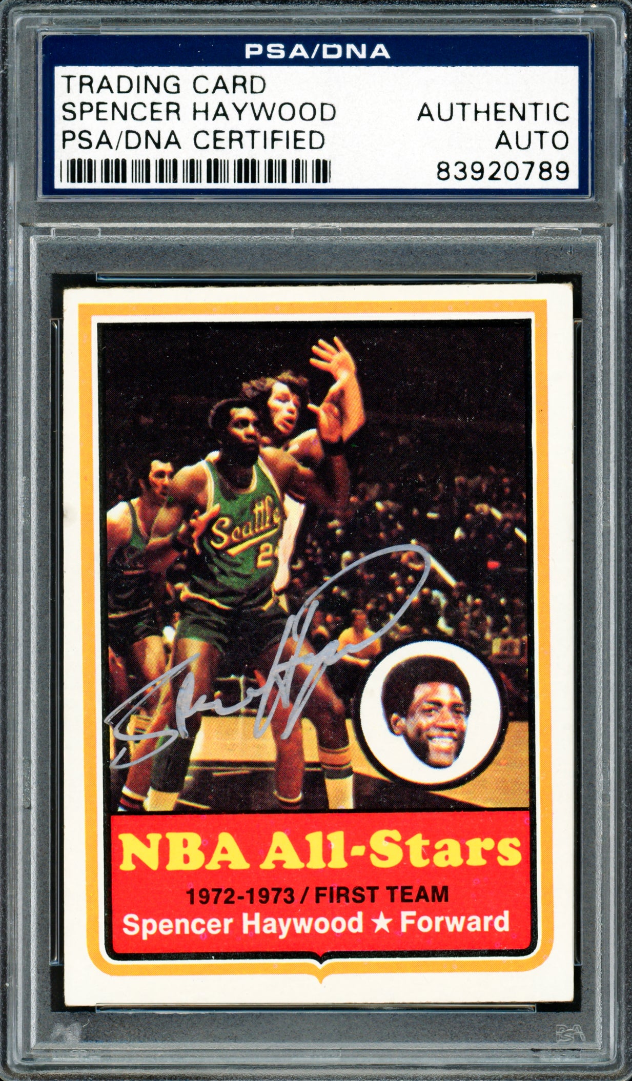 Spencer Haywood Autographed 1973-74 Topps Card #120 Seattle Supersonics PSA/DNA #83920789