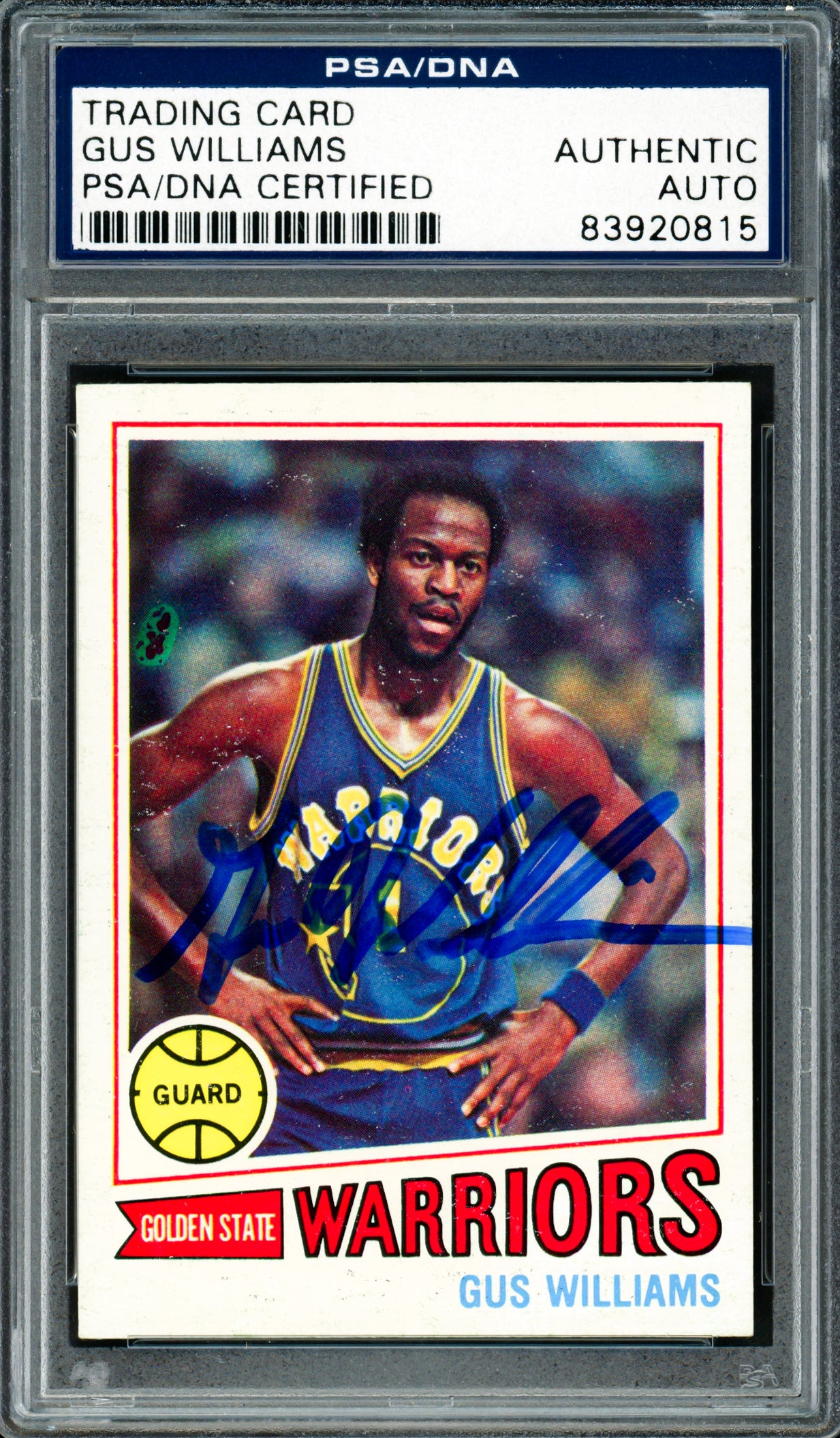 Gus Williams Autographed 1977-78 Topps Card #89 Golden State Warriors PSA/DNA #83920815
