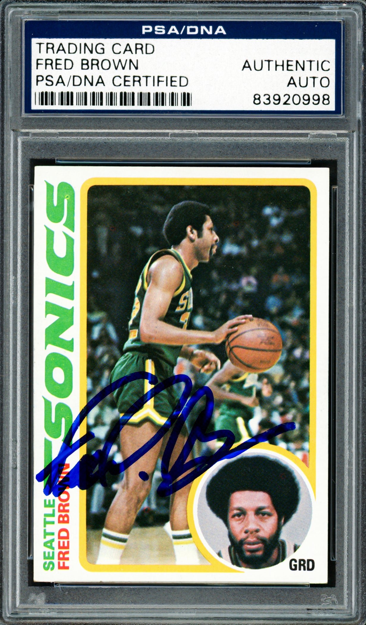 Downtown Fred Brown Autographed 1978-79 Topps Card #59 Seattle Supersonics PSA/DNA #83920998