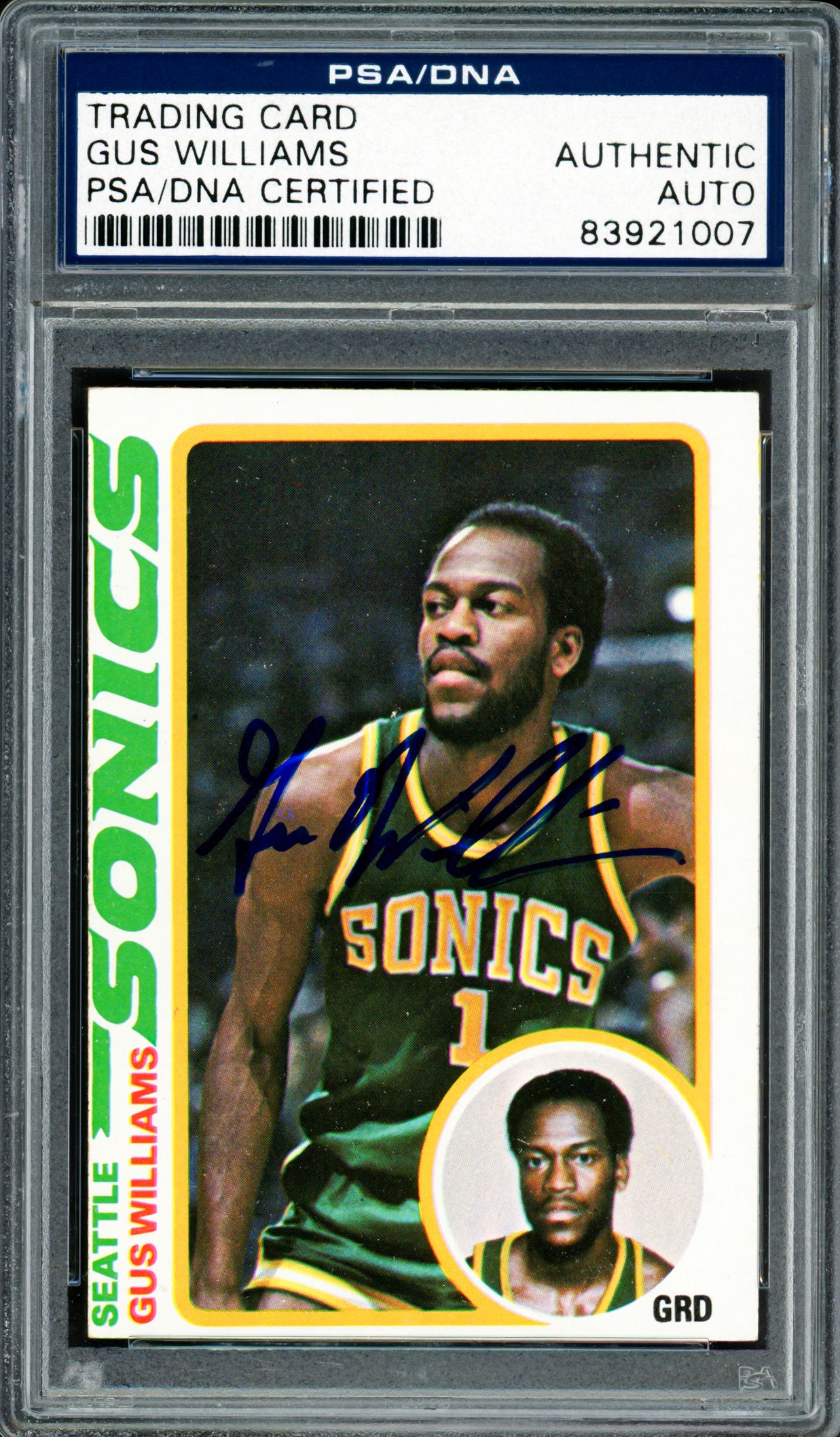 Gus Williams Autographed 1978-79 Topps Card #39 Seattle Supersonics PSA/DNA #83921007