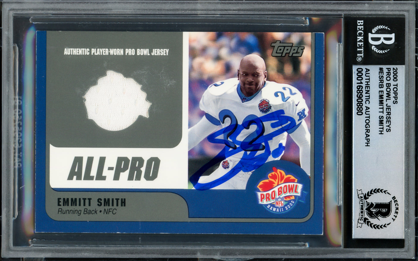 Emmitt Smith Autographed 2000 Topps Pro Bowl Jerseys Card #ESRB Dallas Cowboys Auto Grade Gem Mint 10 With Pro Bowl Game Used Patch Beckett BAS #16890880