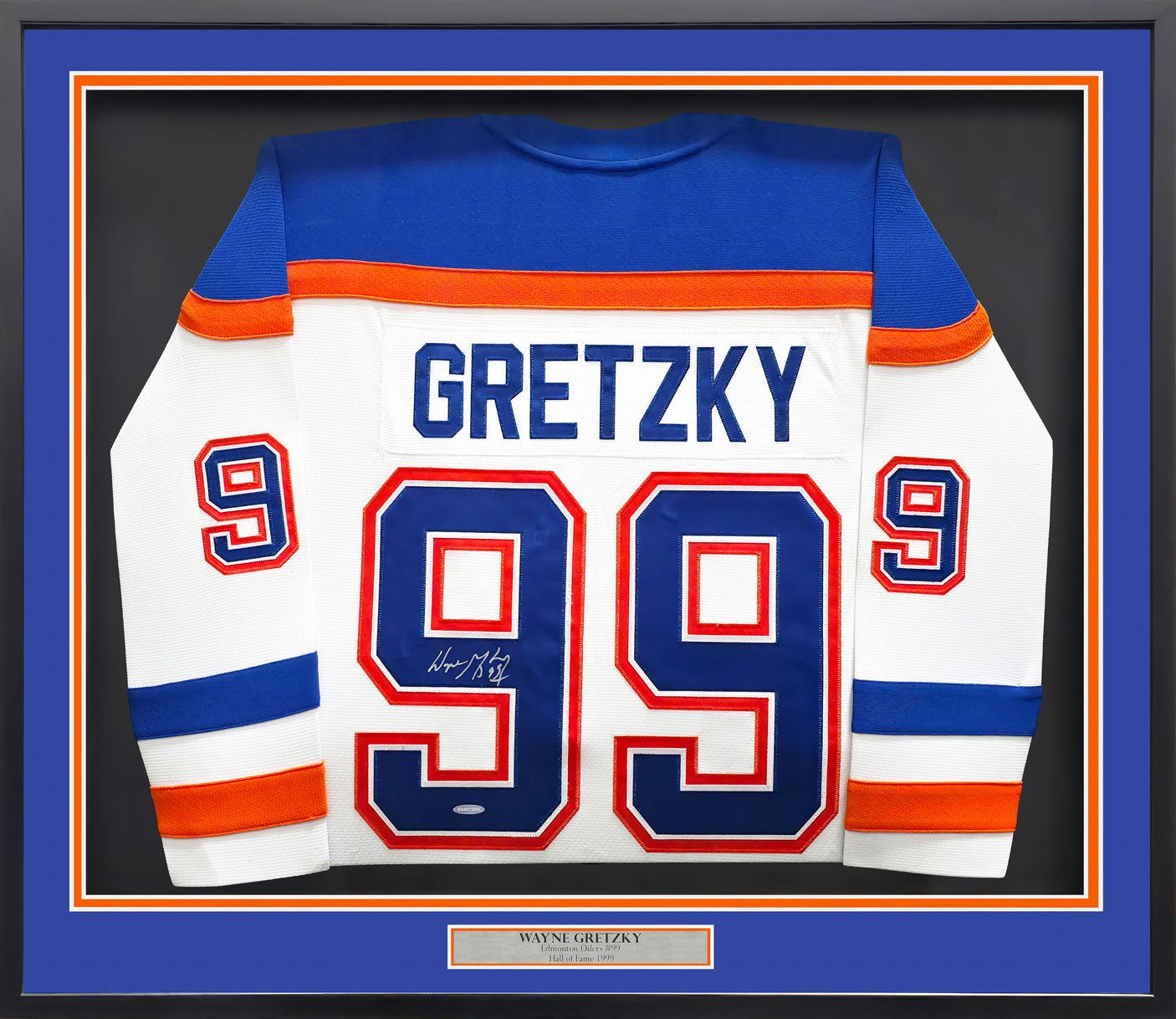 Edmonton Oilers Wayne Gretzky Autographed Framed White Authentic Mitchell & Ness 1986 Vintage Throwback Jersey UDA Holo Stock #249484