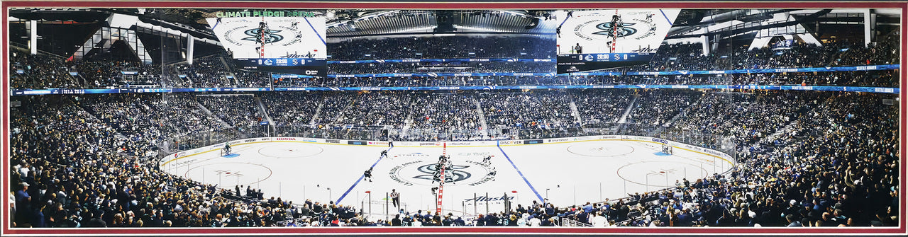 Unsigned Framed 12x36 Panoramic Photo Seattle Kraken 'Inaugural Game at Climate Pledge' Stock #249477
