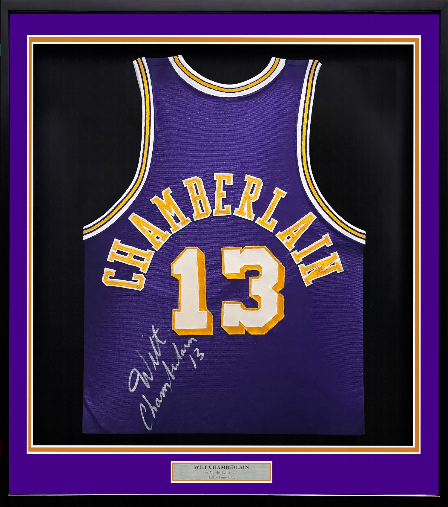 Los Angeles Lakers Wilt Chamberlain Autographed Framed Purple Jersey PSA/DNA & Beckett BAS #AE20862