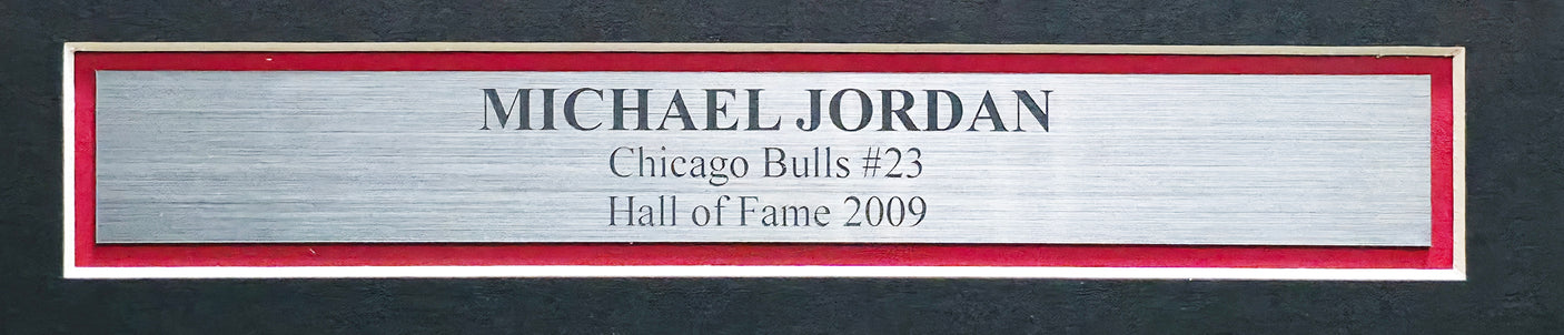 Chicago Bulls Michael Jordan Autographed Framed Black Pinstripes Authentic Mitchell & Ness Jersey Beckett BAS #AE03236