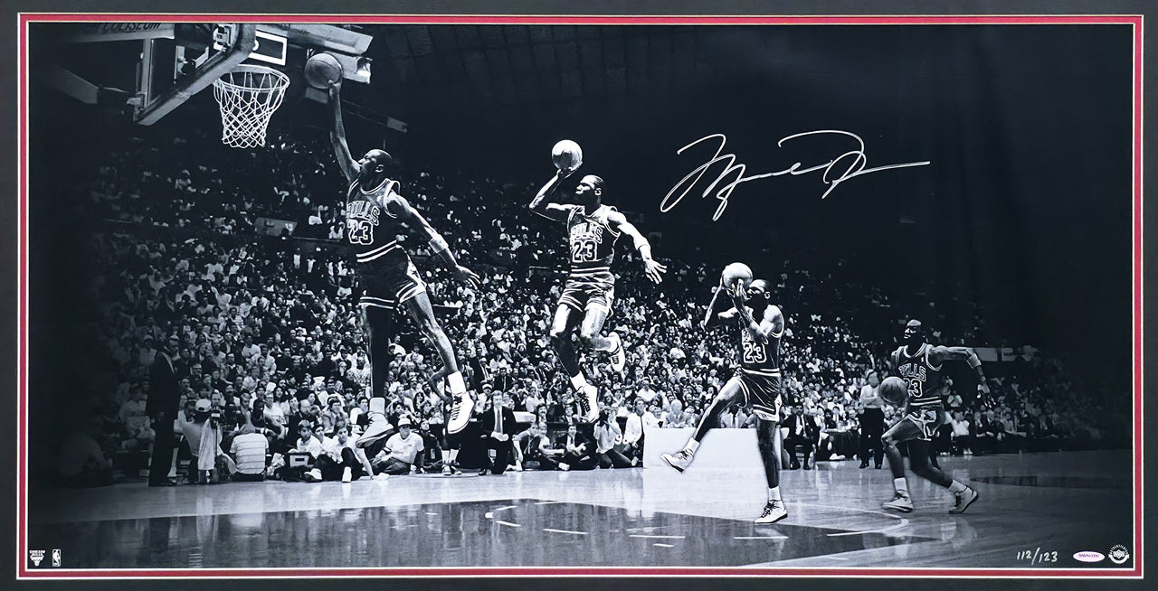 Michael Jordan Autographed Framed 18x36 'We Have Lift Off' Photo Chicago Bulls #112/123 UDA Holo #BAM142310