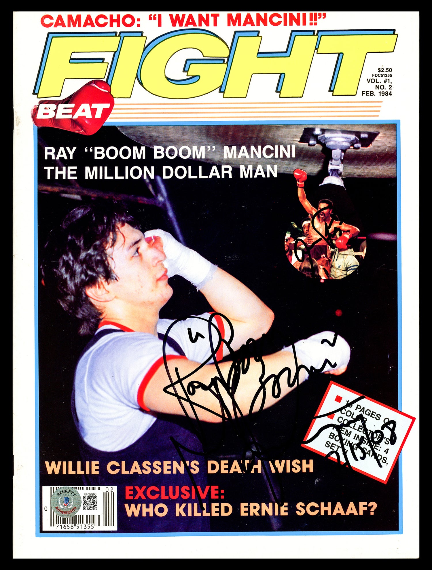Aaron Pryor & Ray "Boom Boom" Mancini Autographed Fight Magazine Beckett BAS #BH29296
