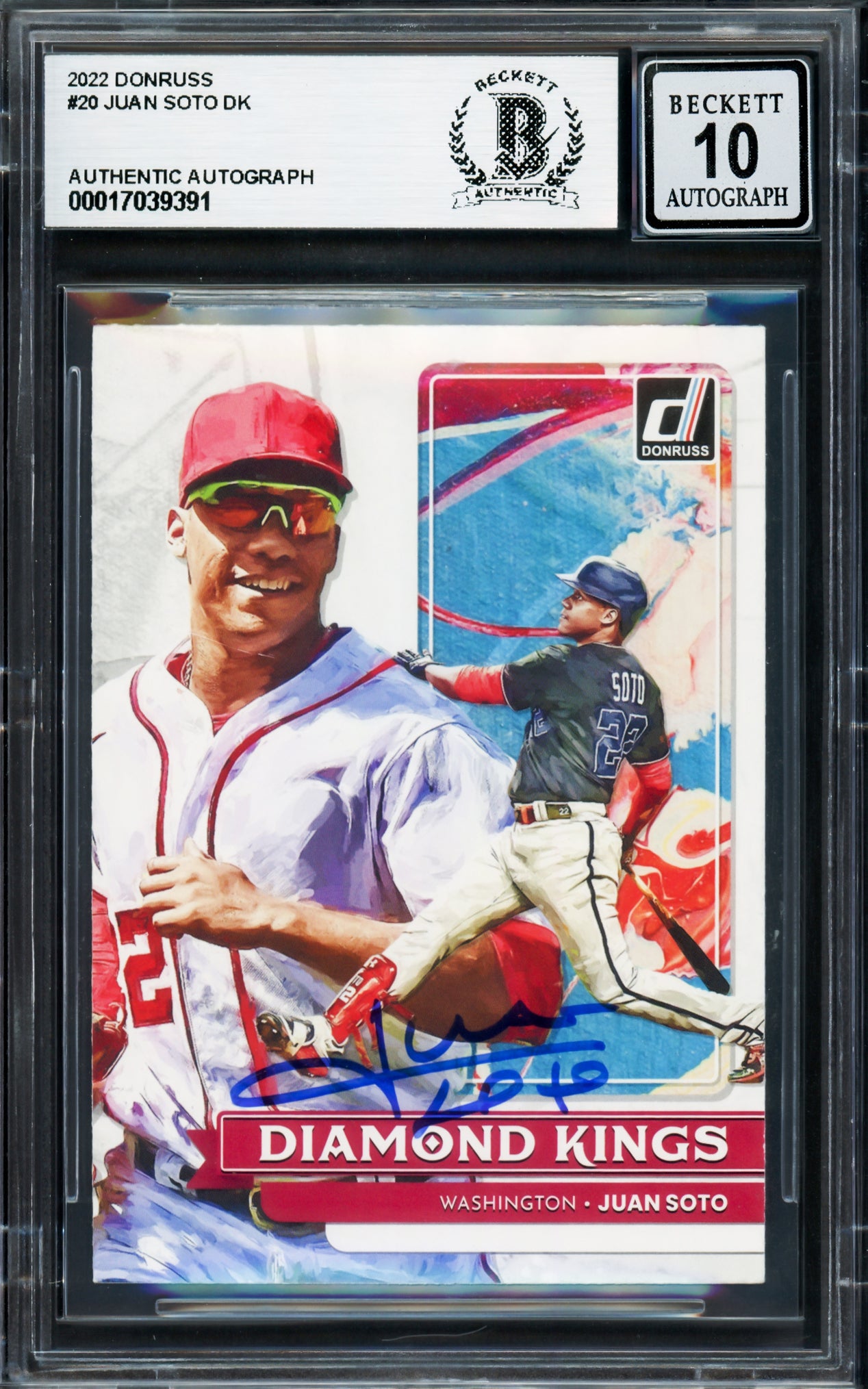 Juan Soto Autographed 2022 Donruss Diamond Kings Card #20 New York Yankees Auto Grade Gem Mint 10 Beckett BAS Stock #233986