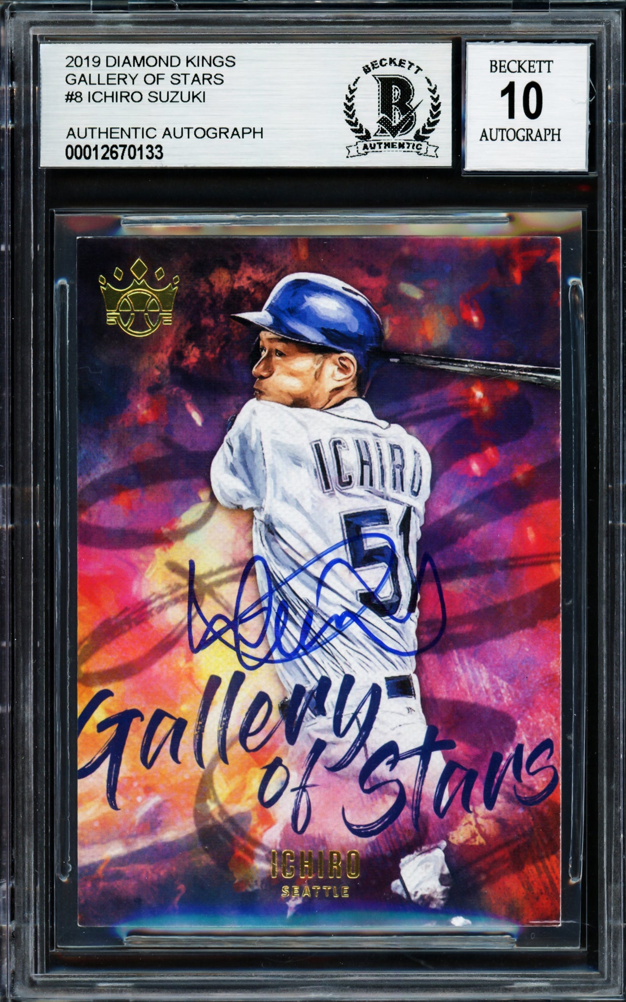 Ichiro Suzuki Autographed 2019 Panini Diamond Kings Gallery of Stars Card #GS8 Seattle Mariners Auto Grade Gem Mint 10 Beckett BAS Stock #220287