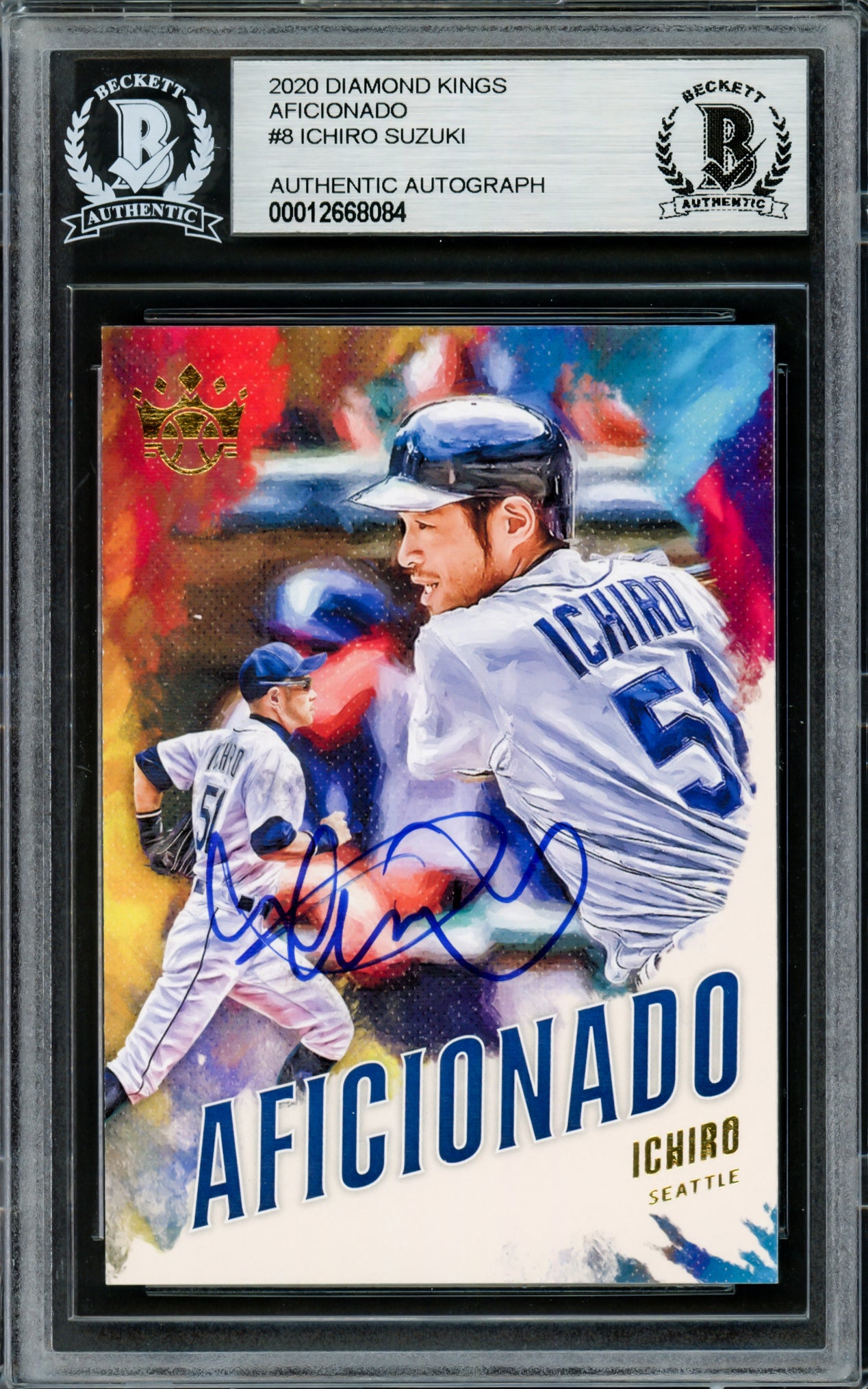 Ichiro Suzuki Autographed 2020 Panini Diamond Kings Aficionado Card #A-8 Seattle Mariners Beckett BAS Stock #220289