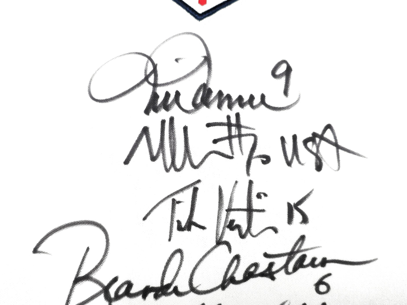 1999 Team USA Women's Soccer World Cup Champions Team Autographed White Nike Jersey Size XL With 8 Total Signatures Including Mia Hamm & Brandi Chastain Beckett BAS Witness Stock #233781