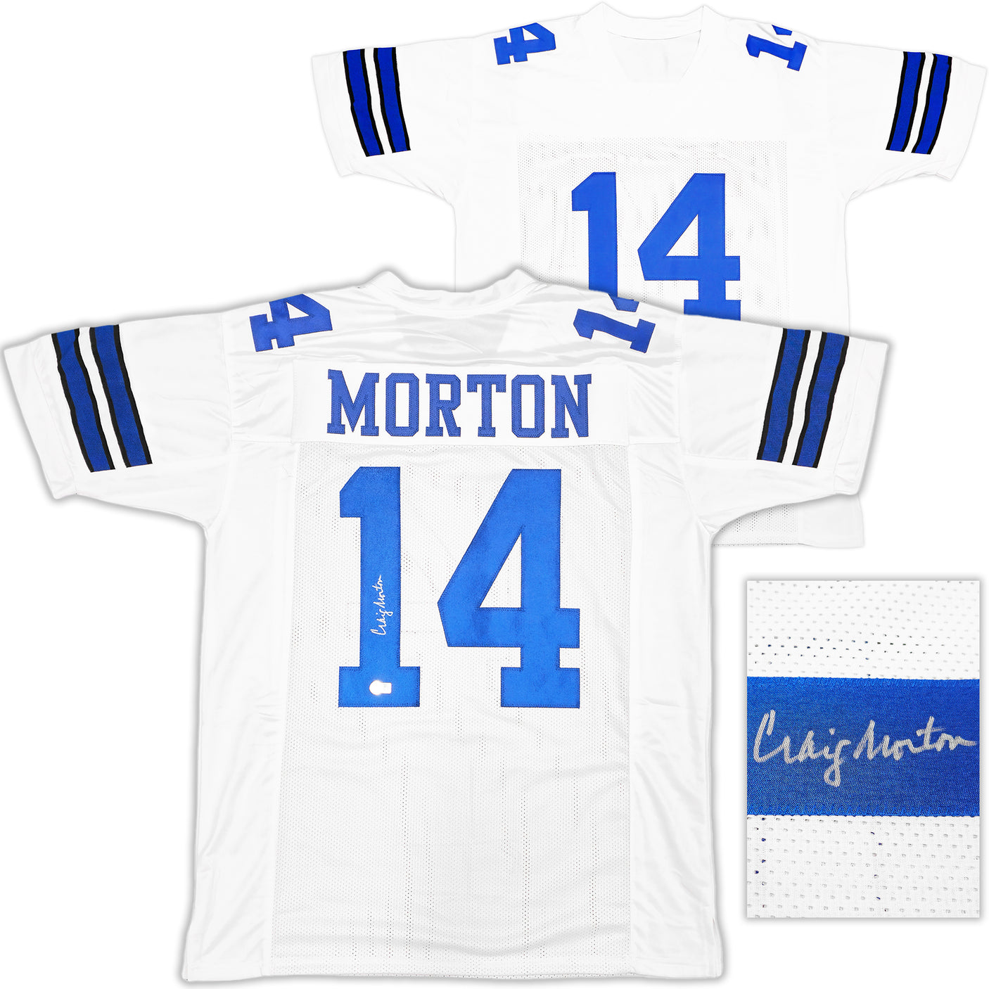 Dallas Cowboys Craig Morton Autographed White & Blue Jersey Beckett BAS QR Stock #233738
