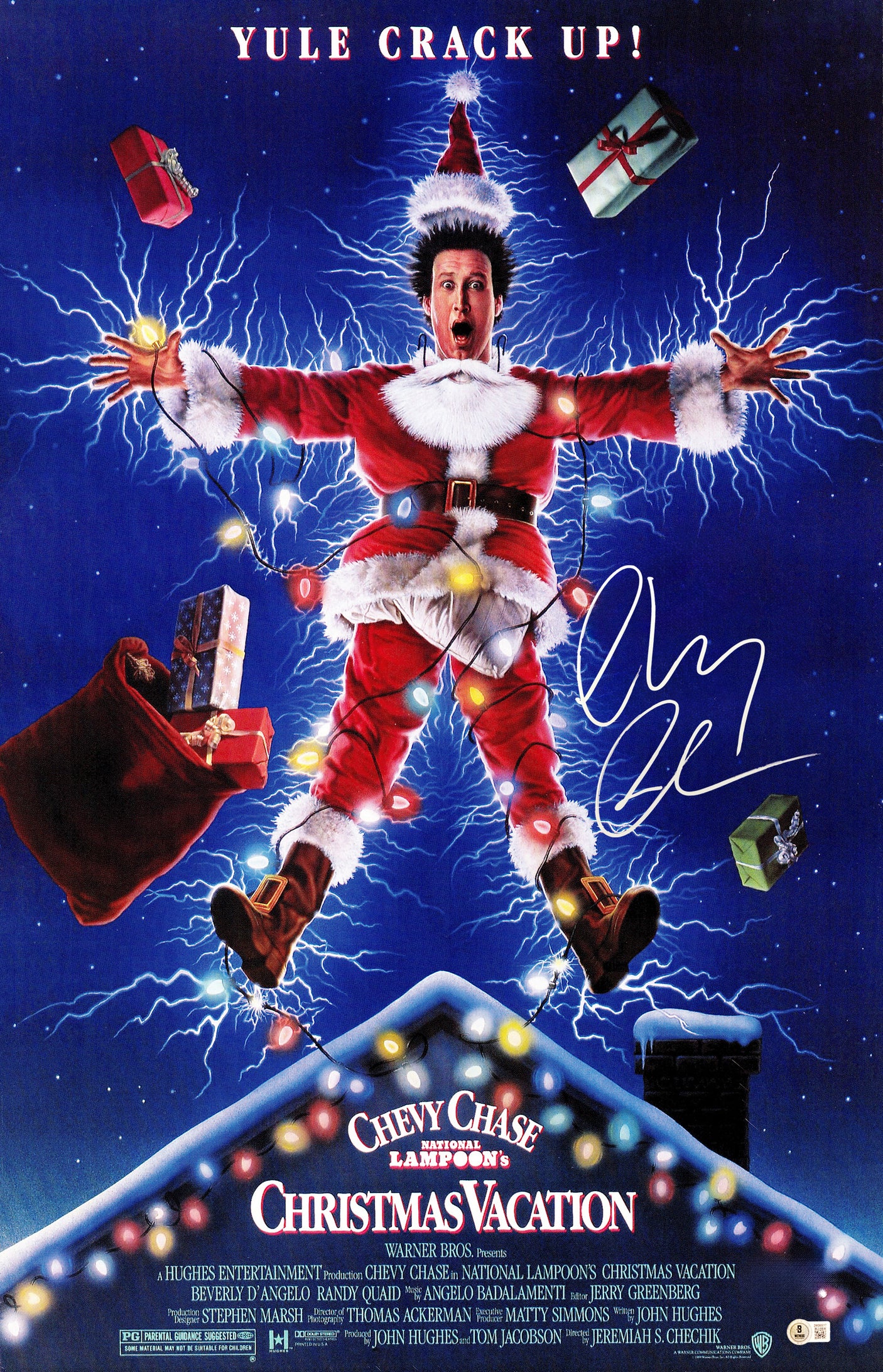 Chevy Chase Autographed 40x27 Christmas Vacation Movie Poster Clark Griswold Beckett BAS Witness Stock #233724