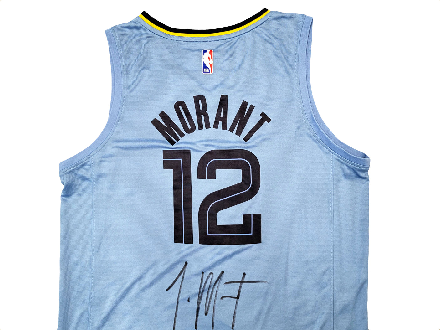 Memphis Grizzlies Ja Morant Autographed Light Blue Fanatics Jersey Size L JSA Stock #207958