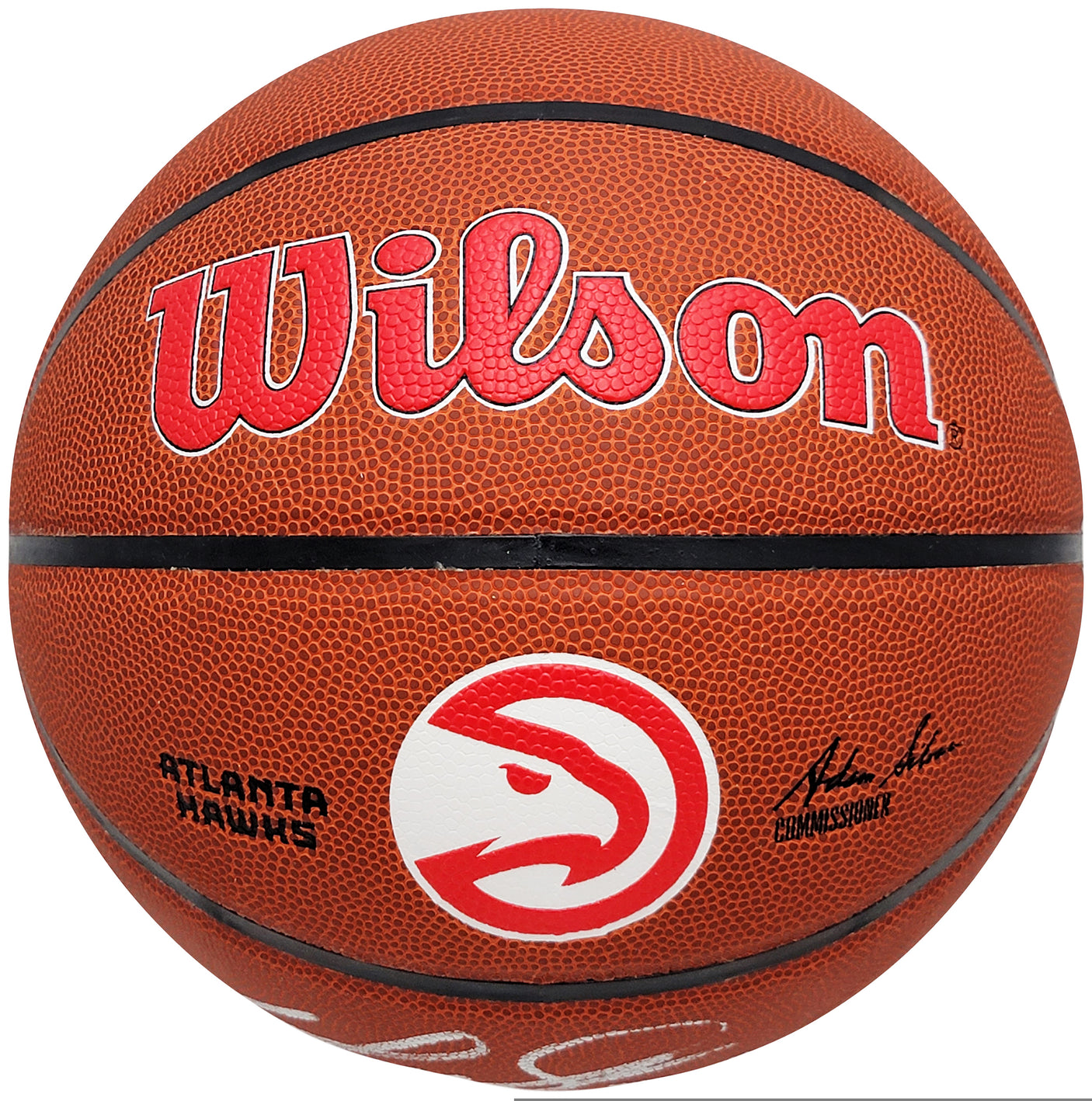 Dominique Wilkins Autographed Official Hawks Logo Wilson Basketball Atlanta Hawks Beckett BAS Witness Stock #207947