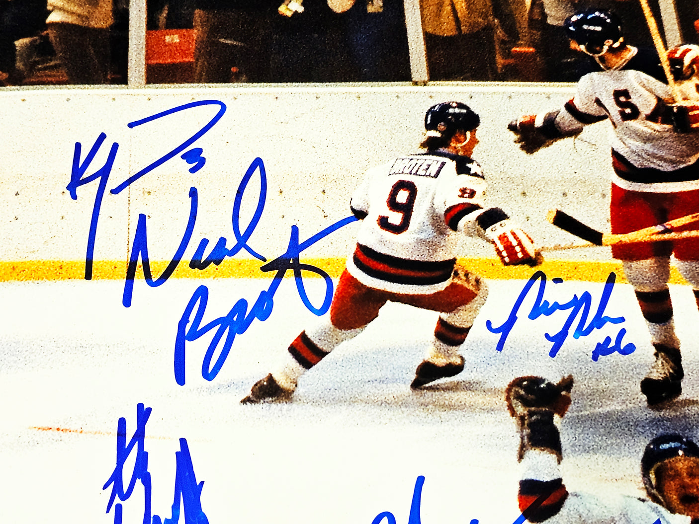 1980 USA Olympics Hockey Miracle On Ice Team Signed Autographed 16x20 Photo "Do You Believe In Miracles?!" With 19 Signatures Including Jim Craig & Mike Eruzione Beckett BAS Witness Stock #220106