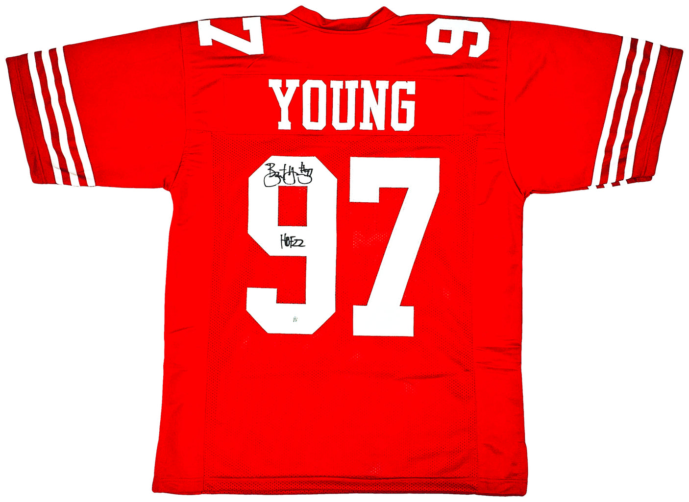 San Francisco 49ers Bryant Young Autographed Red Jersey "HOF 22" Beckett BAS Witness Stock #218751