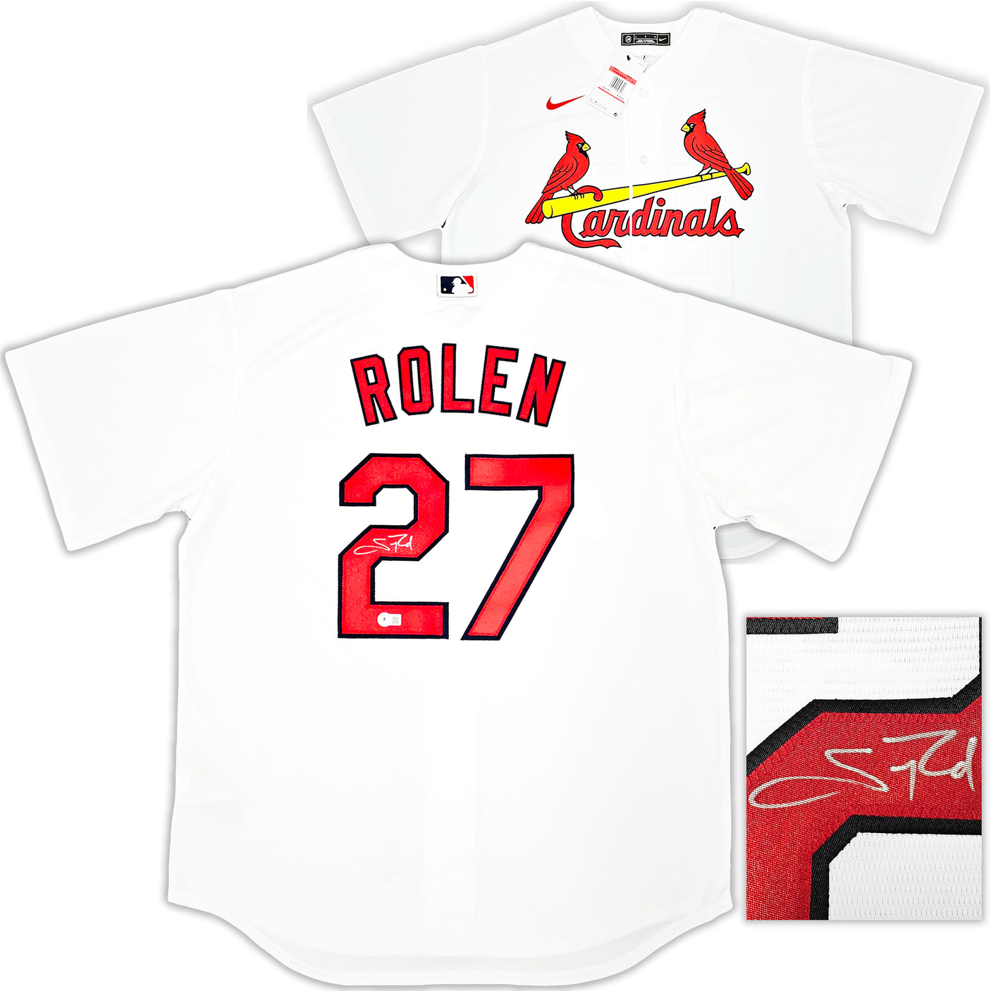 St. Louis Cardinals Scott Rolen Autographed White Nike Jersey Size L Beckett BAS Witness Stock #218754