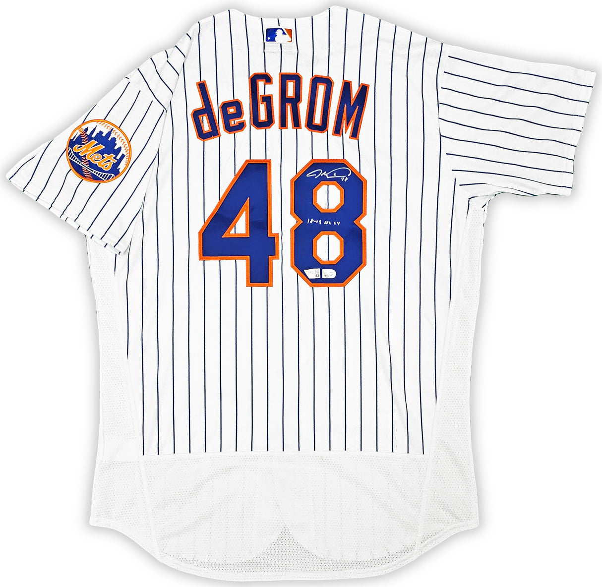 New York Mets Jacob deGrom Autographed White Nike Authentic Jersey Size 44 "18-19 NL CY" Fanatics Holo Stock #218734