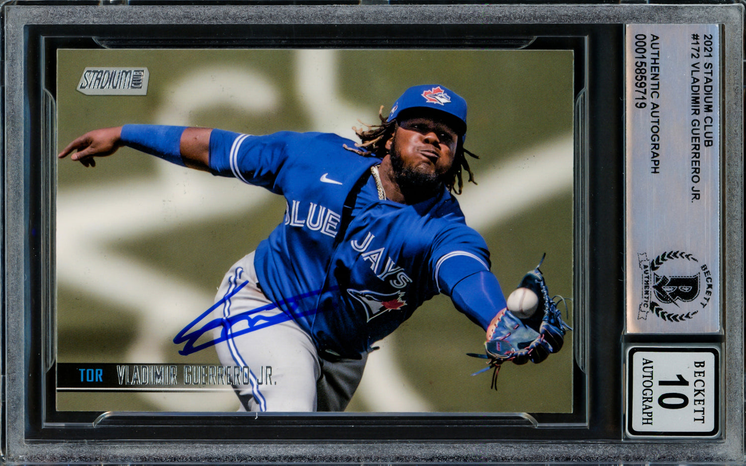 Vladimir Guerrero Jr. Autographed 2021 Stadium Club Card #172 Toronto Blue Jays Auto Grade Gem Mint 10 Beckett BAS #15859719