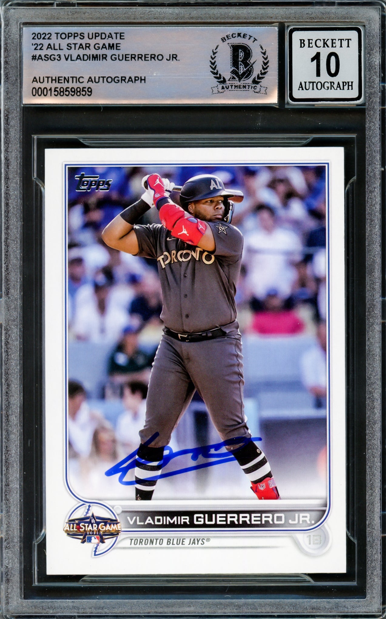 Vladimir Guerrero Jr. Autographed 2022 Topps Update All Star Game Card #ASG-3 Toronto Blue Jays Auto Grade Gem Mint 10 Beckett BAS #15859859