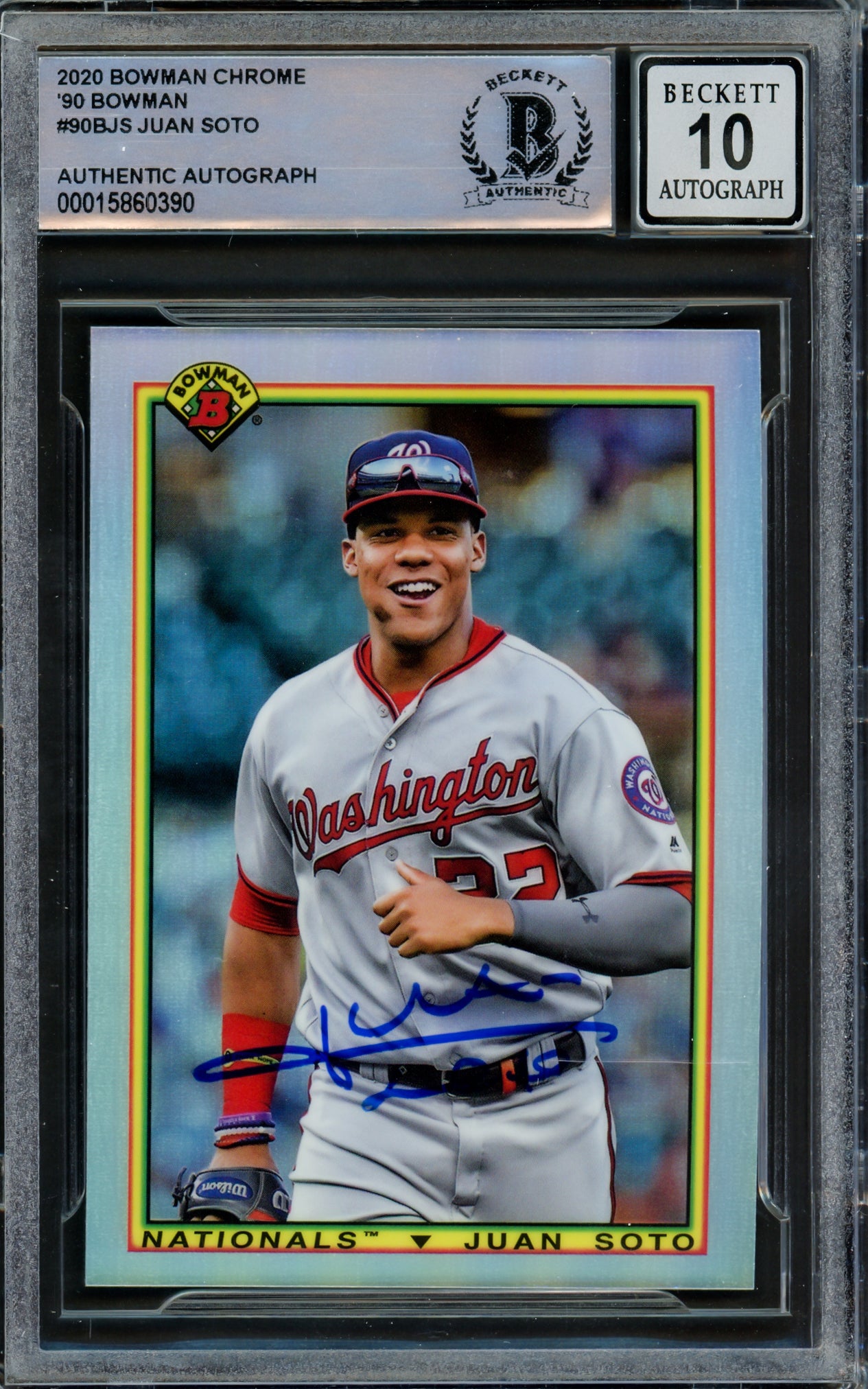 Juan Soto Autographed 2020 Bowman Chrome 1990 Throwback Refractor Card #90B-JS New York Mets Auto Grade Gem Mint 10 Beckett BAS #15860390