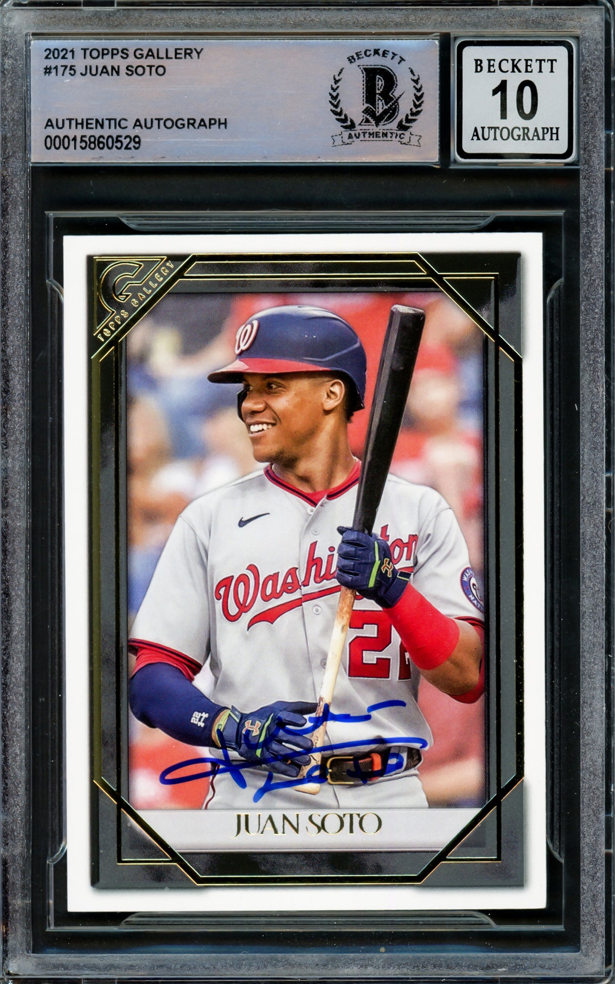 Juan Soto Autographed 2021 Topps Gallery Card #175 New York Mets Auto Grade Gem Mint 10 Beckett BAS #15860529