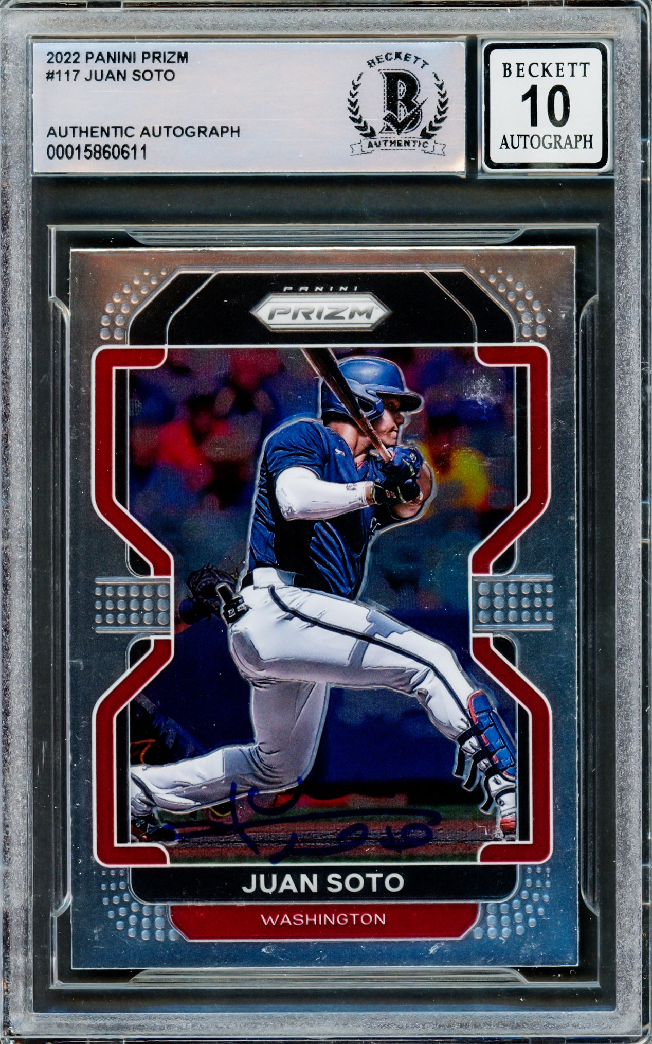 Juan Soto Autographed 2022 Panini Prizm Card #117 New York Mets Auto Grade Gem Mint 10 Beckett BAS #15860611