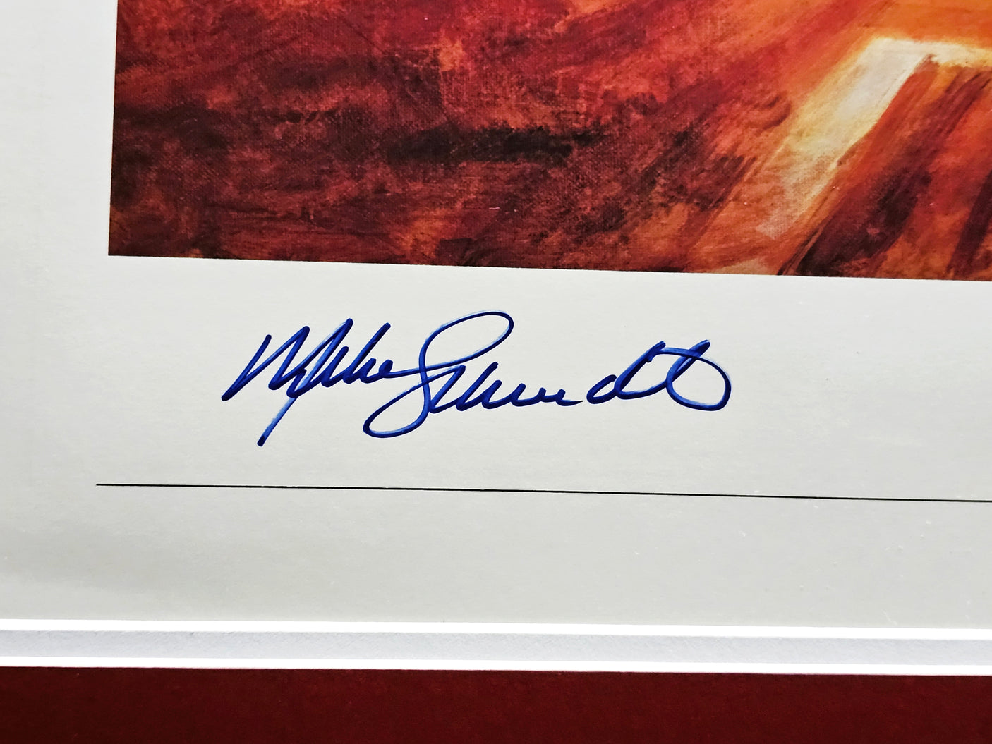 Mike Schmidt Autographed Framed 18x24 Lithograph Photo Philadelphia Phillies With Artist Proof #513/1500 Beckett BAS #AC41243
