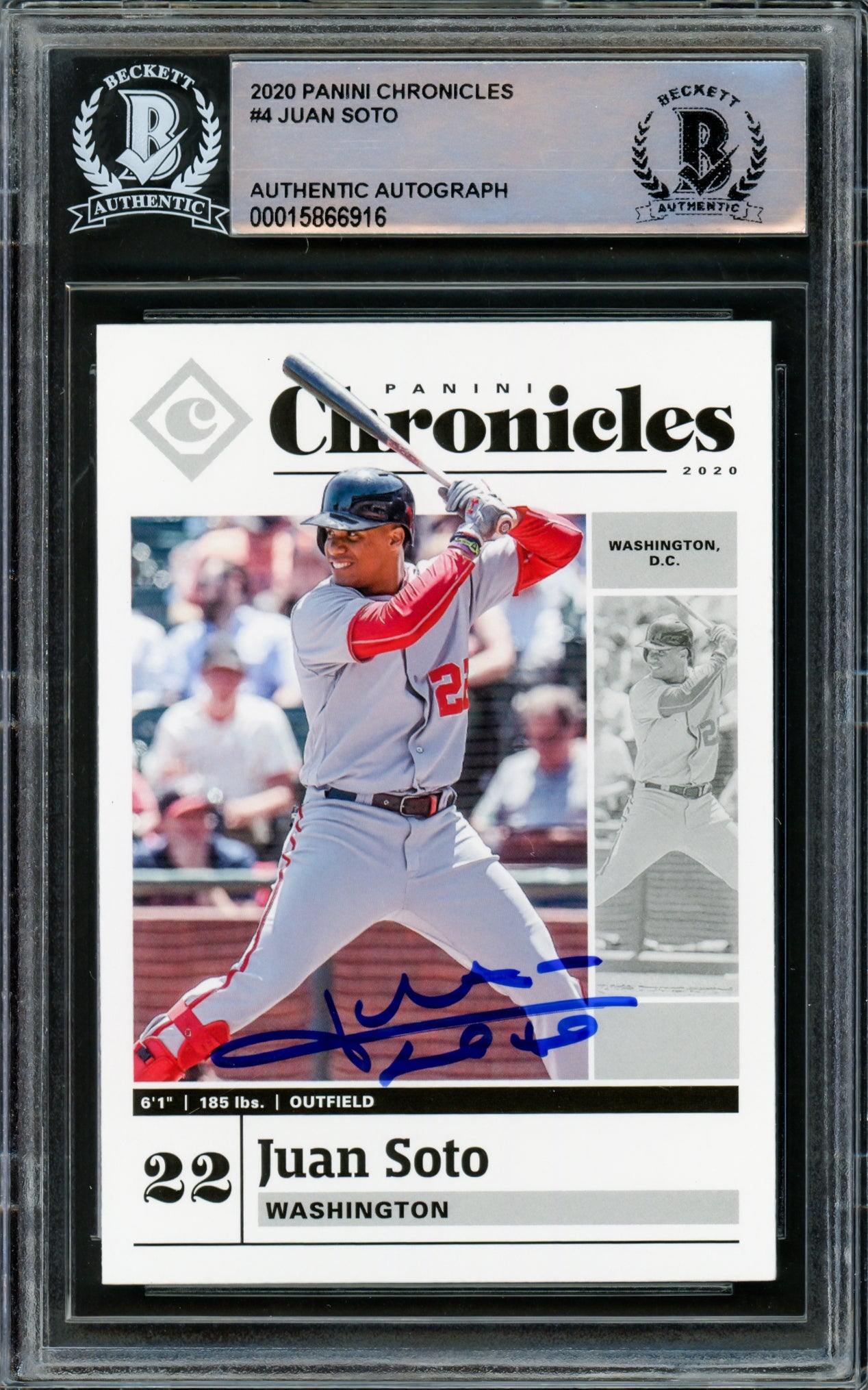 Juan Soto Autographed 2020 Panini Chronicles Card #4 New York Mets Beckett BAS #15866916