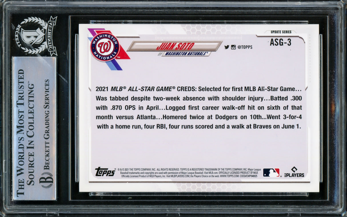 Juan Soto Autographed 2021 Topps Update All Star Game Card #ASG-3 New York Mets Beckett BAS #15866953