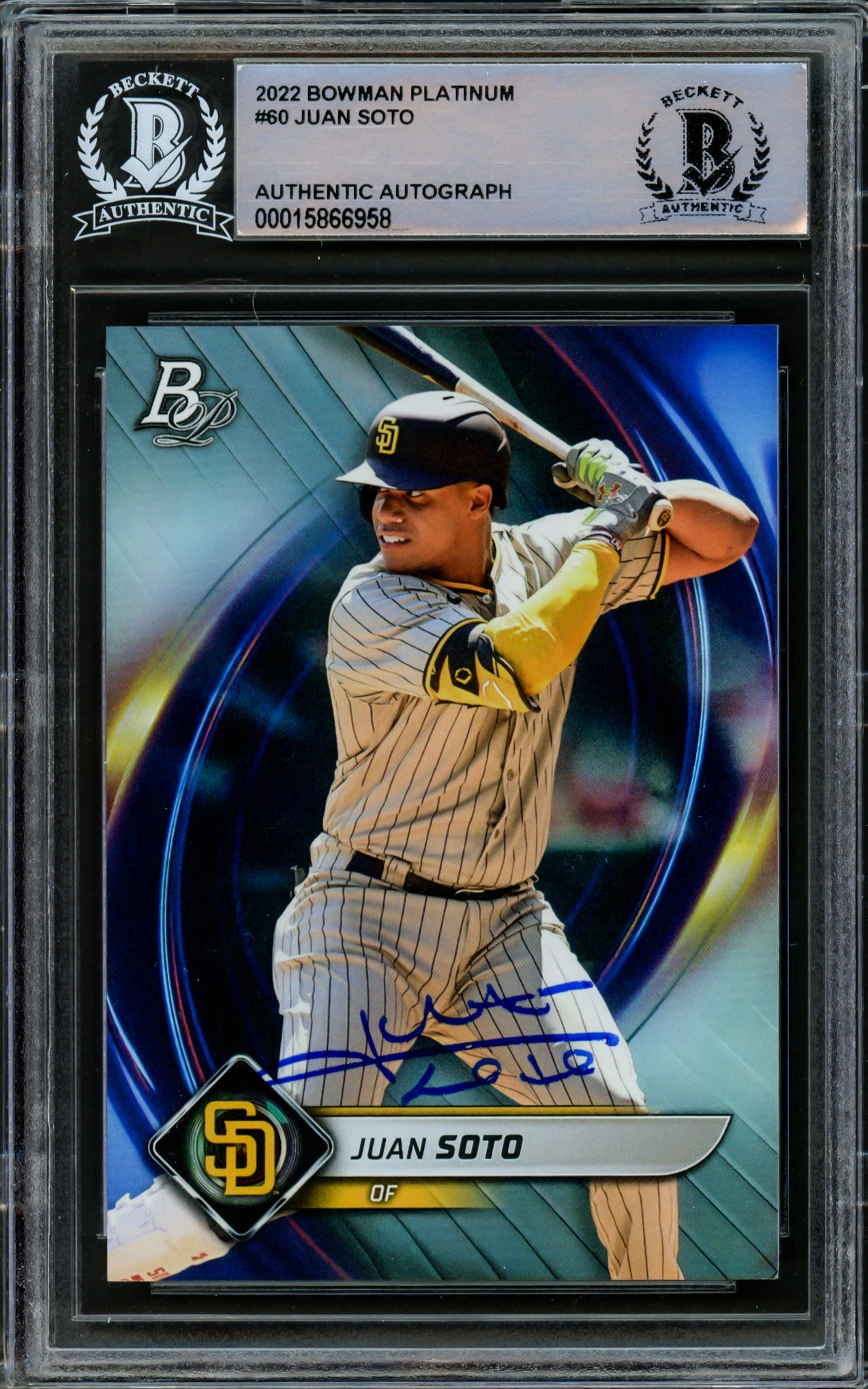 Juan Soto Autographed 2022 Bowman Platinum Card #60 New York Mets Beckett BAS #15866958