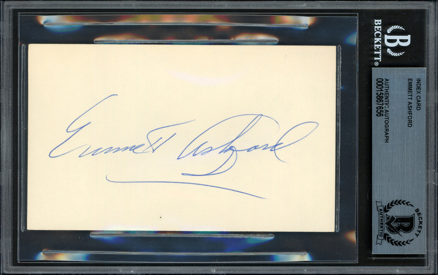 Emmett Ashford Autographed 3x5 Index Card Umpire Beckett BAS #15867656