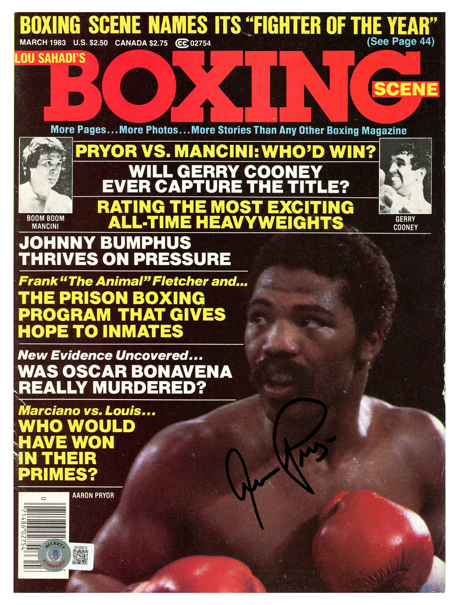 Aaron Pryor Autographed Boxing Scene Magazine Beckett BAS QR #BH26974