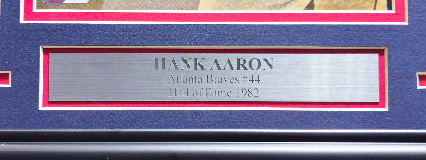 Hank Aaron Autographed Framed 8x10 Magazine Page Photo Atlanta Braves "Best Wishes" Vintage Signature Beckett BAS #AC85129