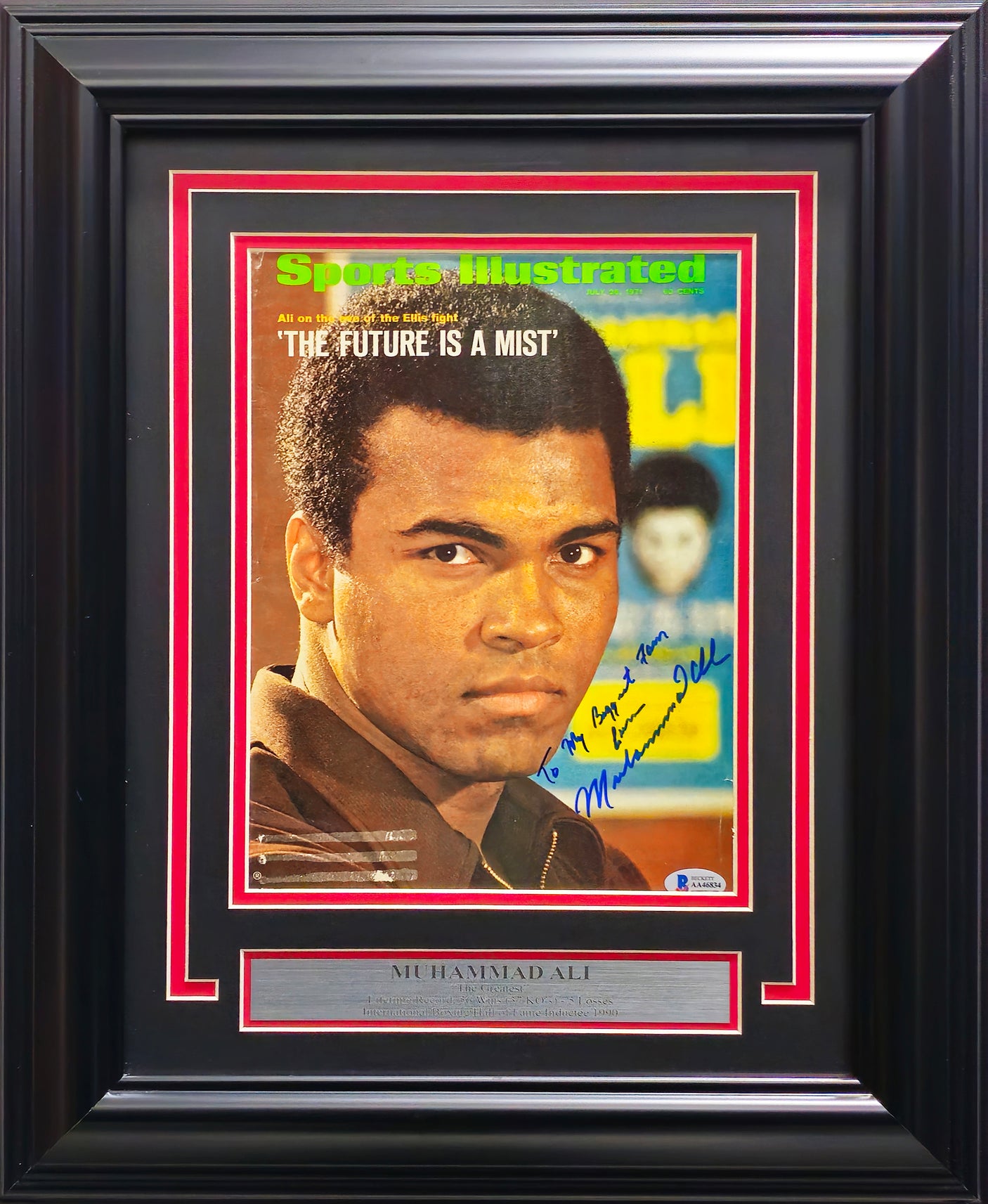 Muhammad Ali Autographed Framed 8x11 Sports Illustrated Magazine Cover Auto Grade Gem Mint 10 "To My Biggest Fan" Beckett BAS #AA46834